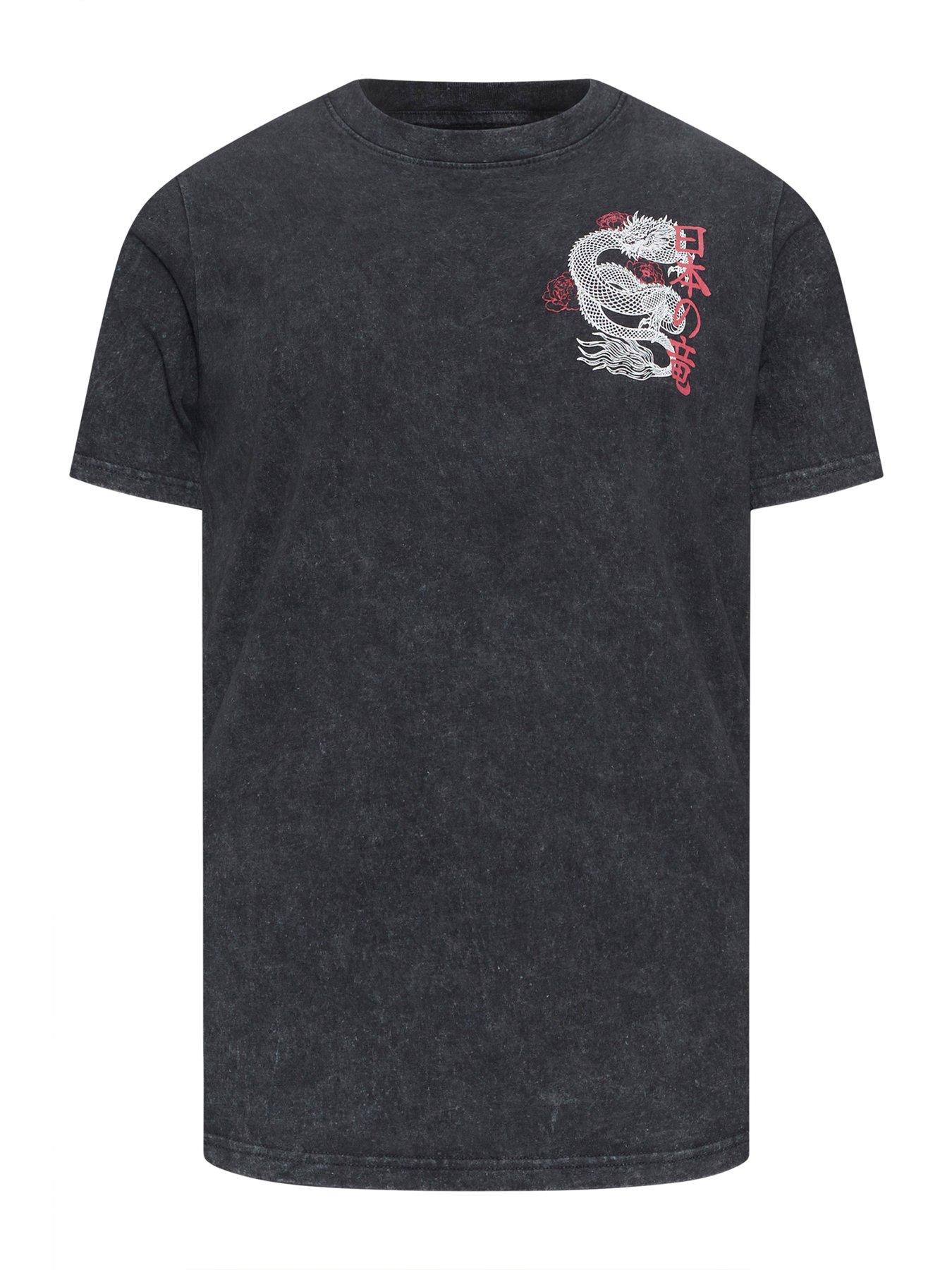 Image 5 of 5 of BadRhino Dragon Acid Wash T-Shirt - Grey