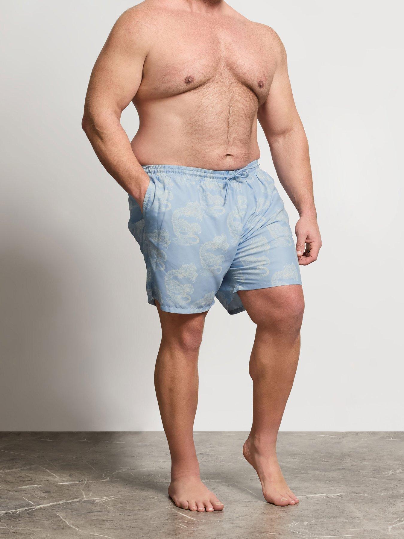 badrhino-dragon-printed-swim-shorts-bluefront