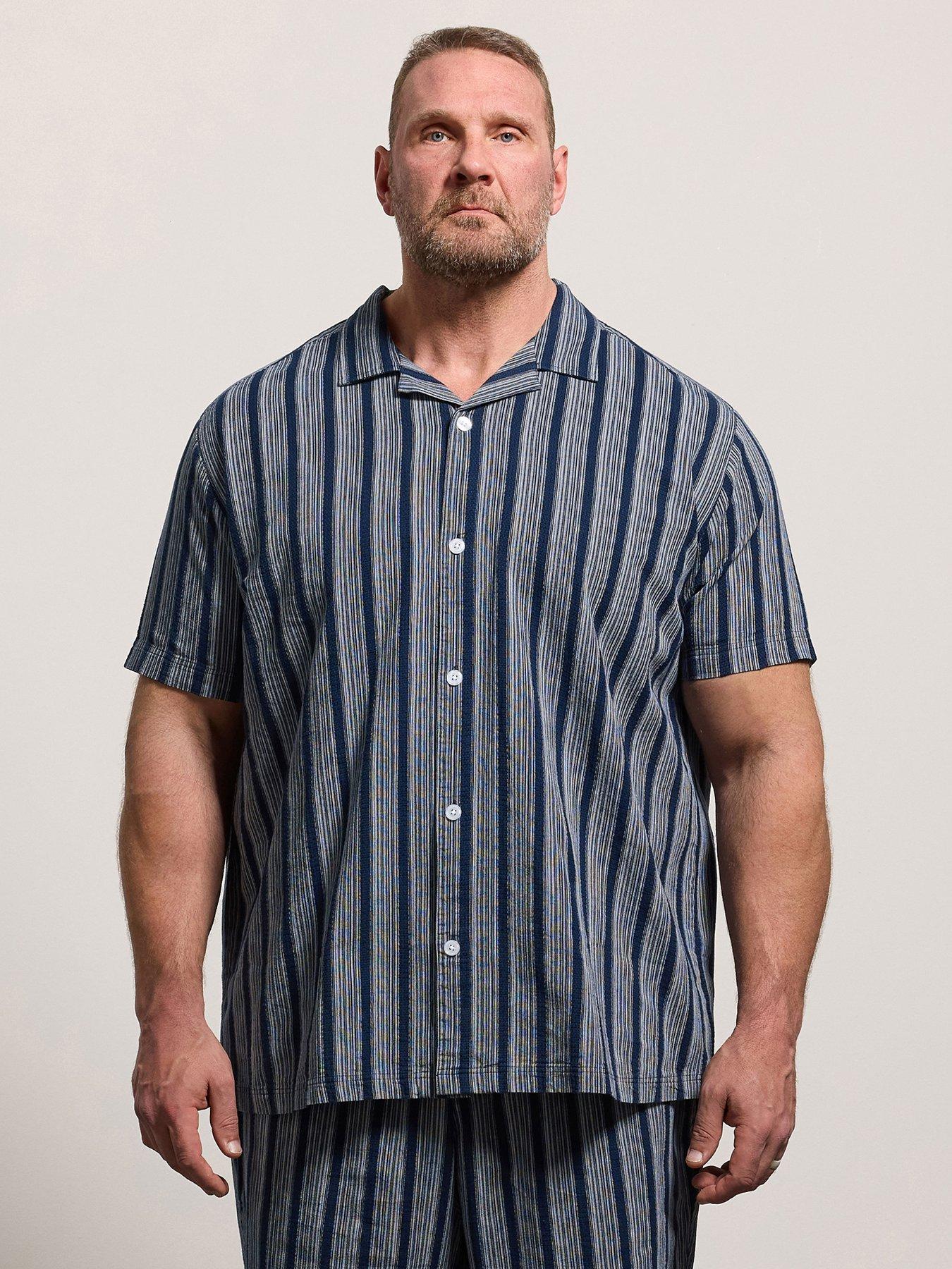 Image 1 of 5 of BadRhino Striped Short Sleeve Shirt - Blue