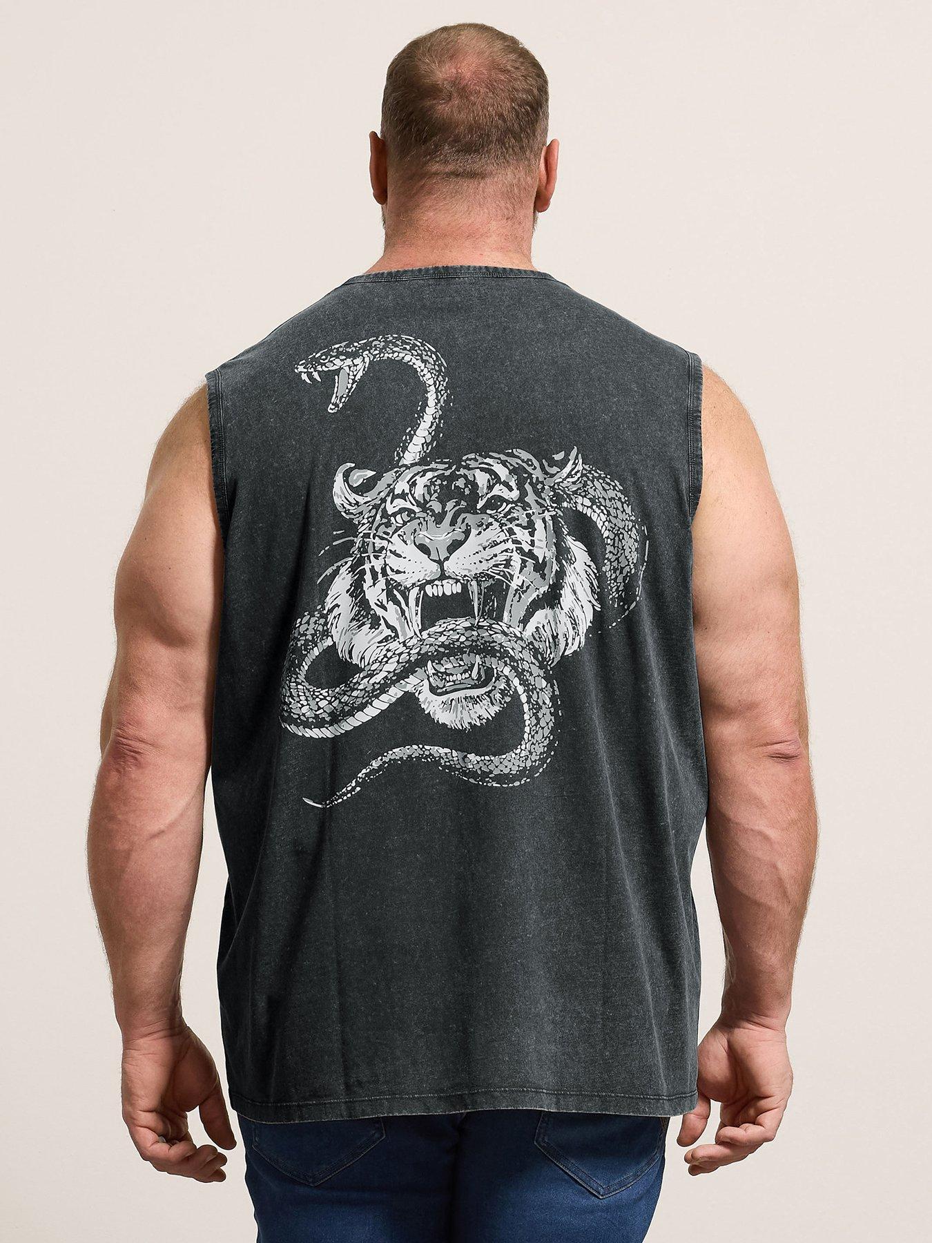 Image 1 of 6 of BadRhino Acid Wash Tiger Muscle Vest - Black