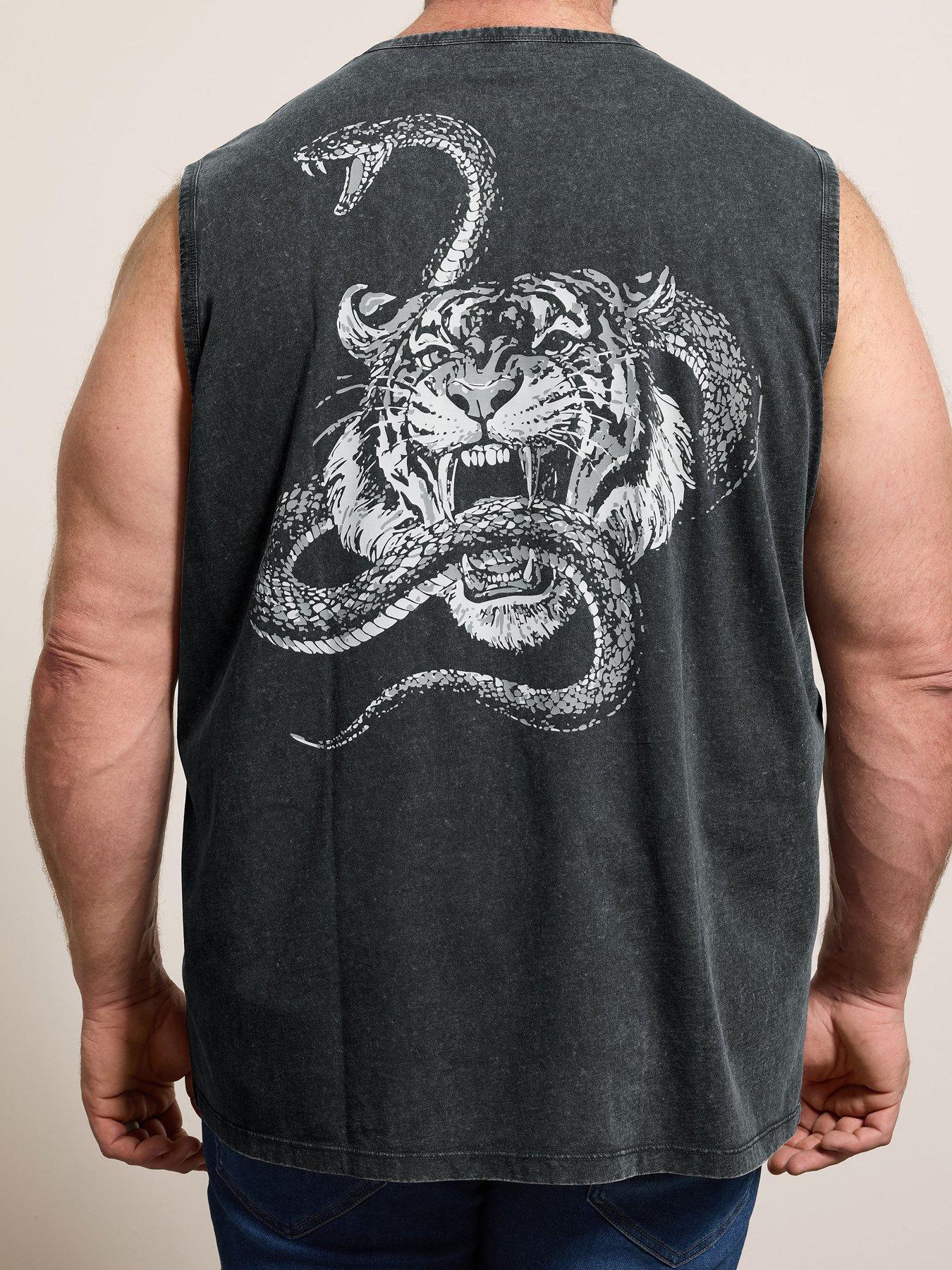 Image 4 of 6 of BadRhino Acid Wash Tiger Muscle Vest - Black