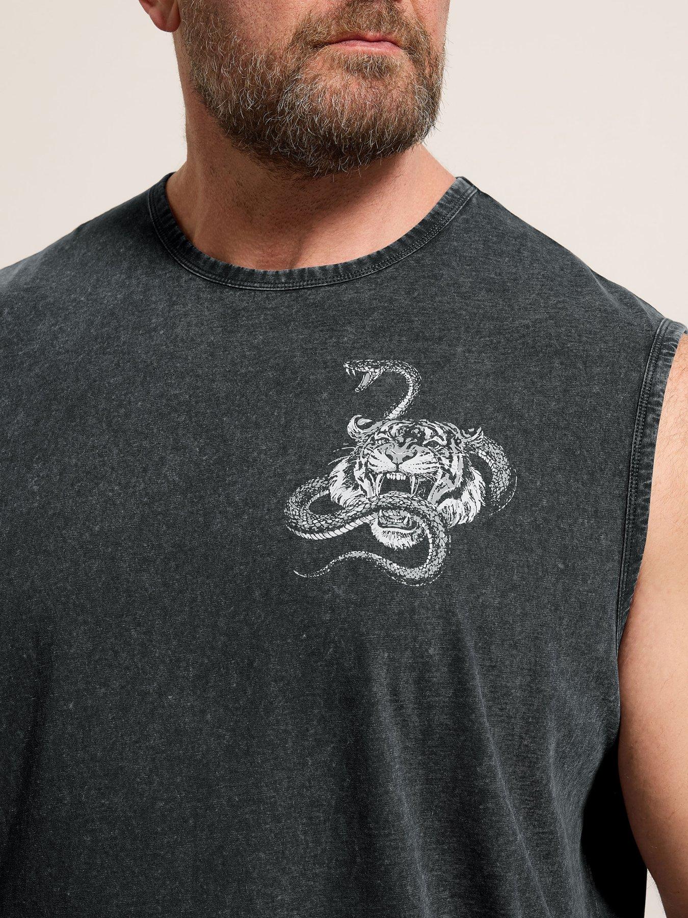 Image 5 of 6 of BadRhino Acid Wash Tiger Muscle Vest - Black