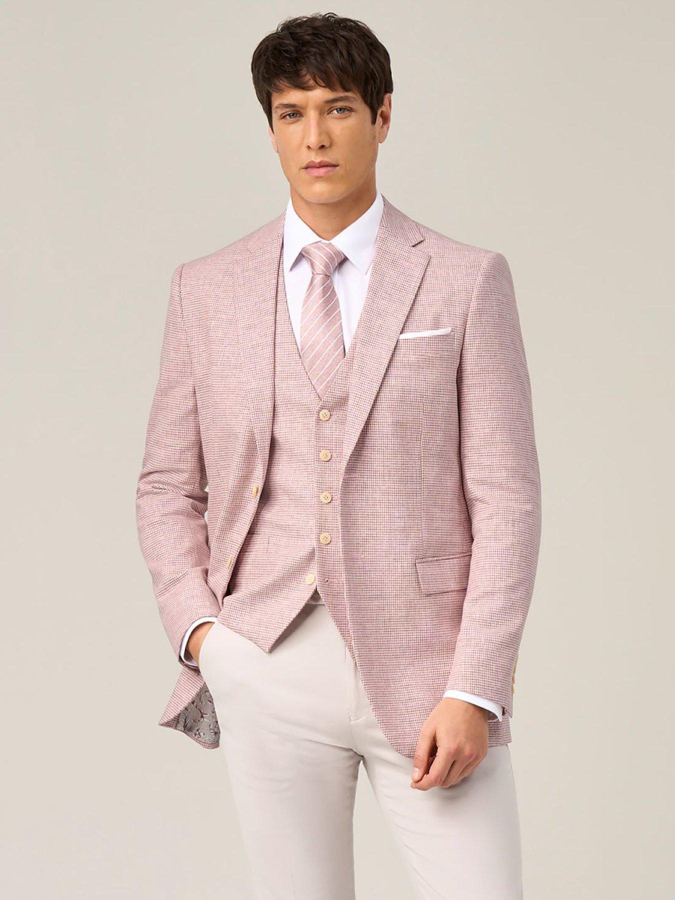 Skopes Aurelio Houndstooth Suit Jacket - Light Pink