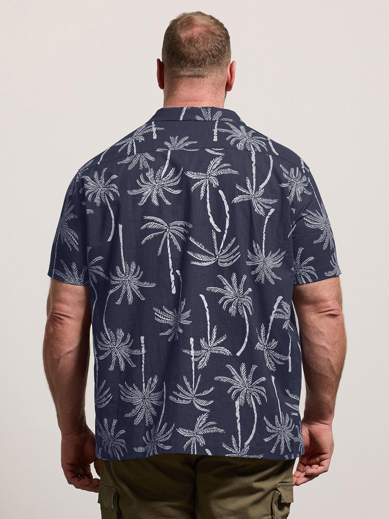 Image 2 of 5 of BadRhino Palm Tree Print Shirt - Blue