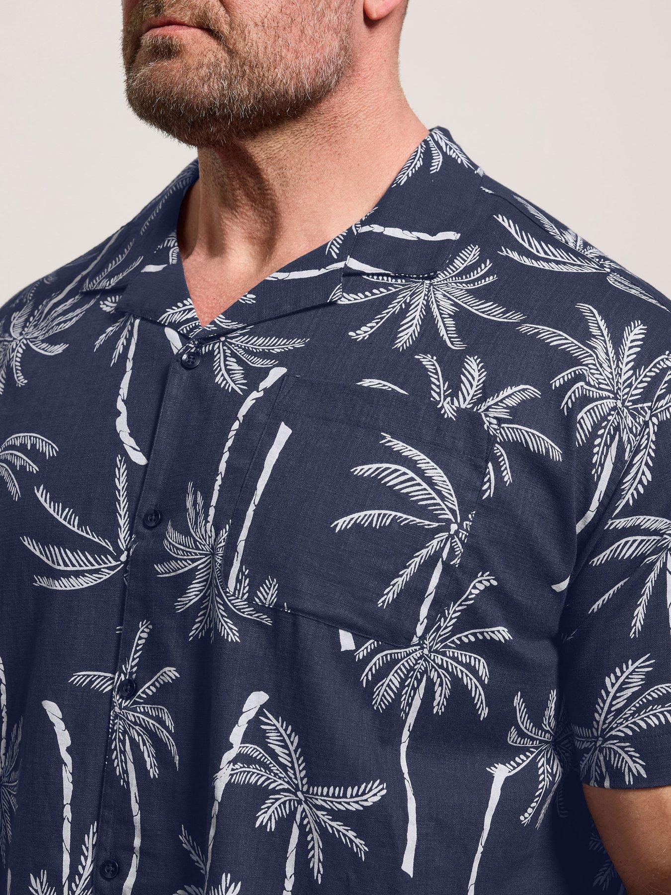 Image 4 of 5 of BadRhino Palm Tree Print Shirt - Blue