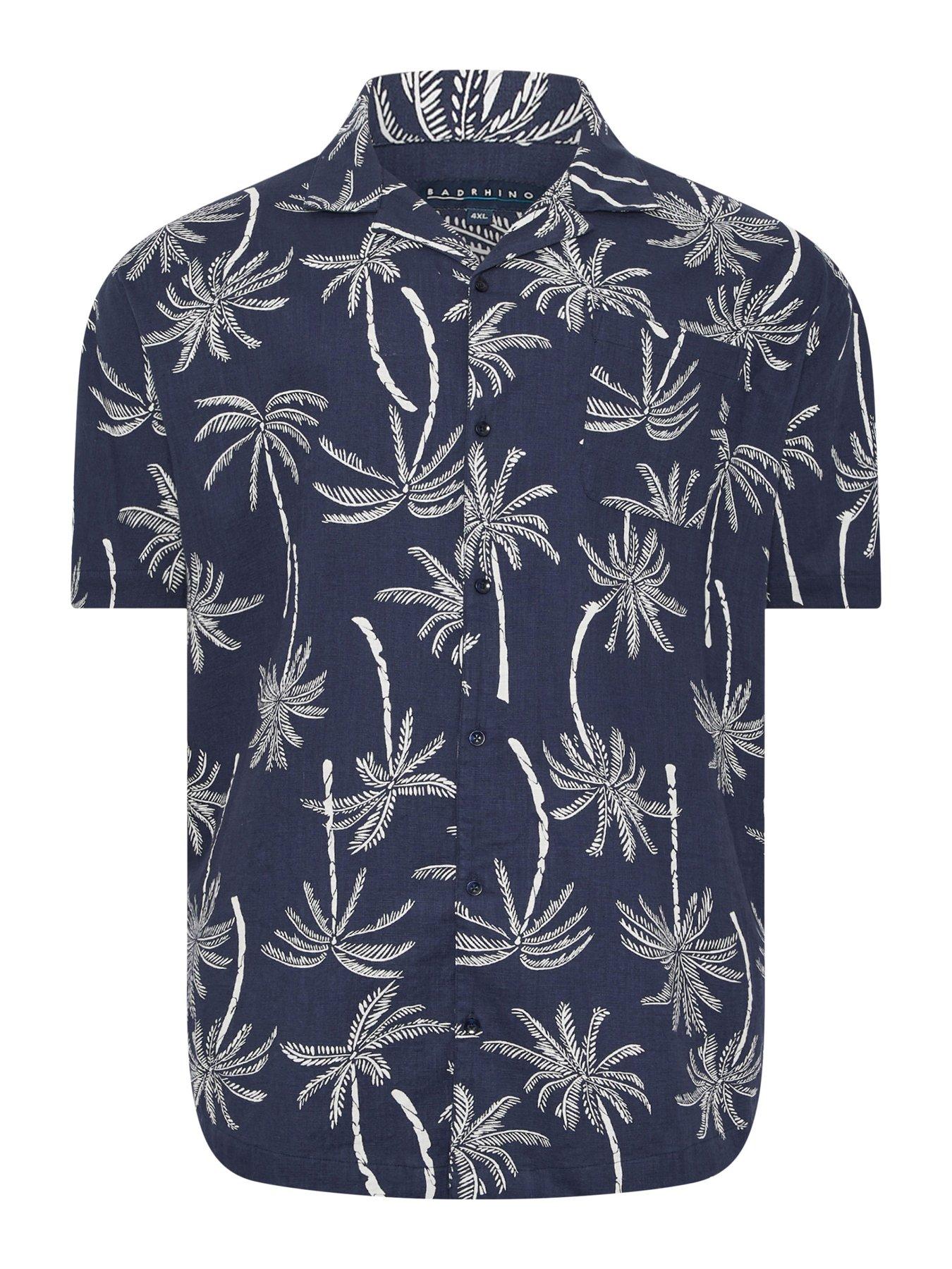 Image 5 of 5 of BadRhino Palm Tree Print Shirt - Blue