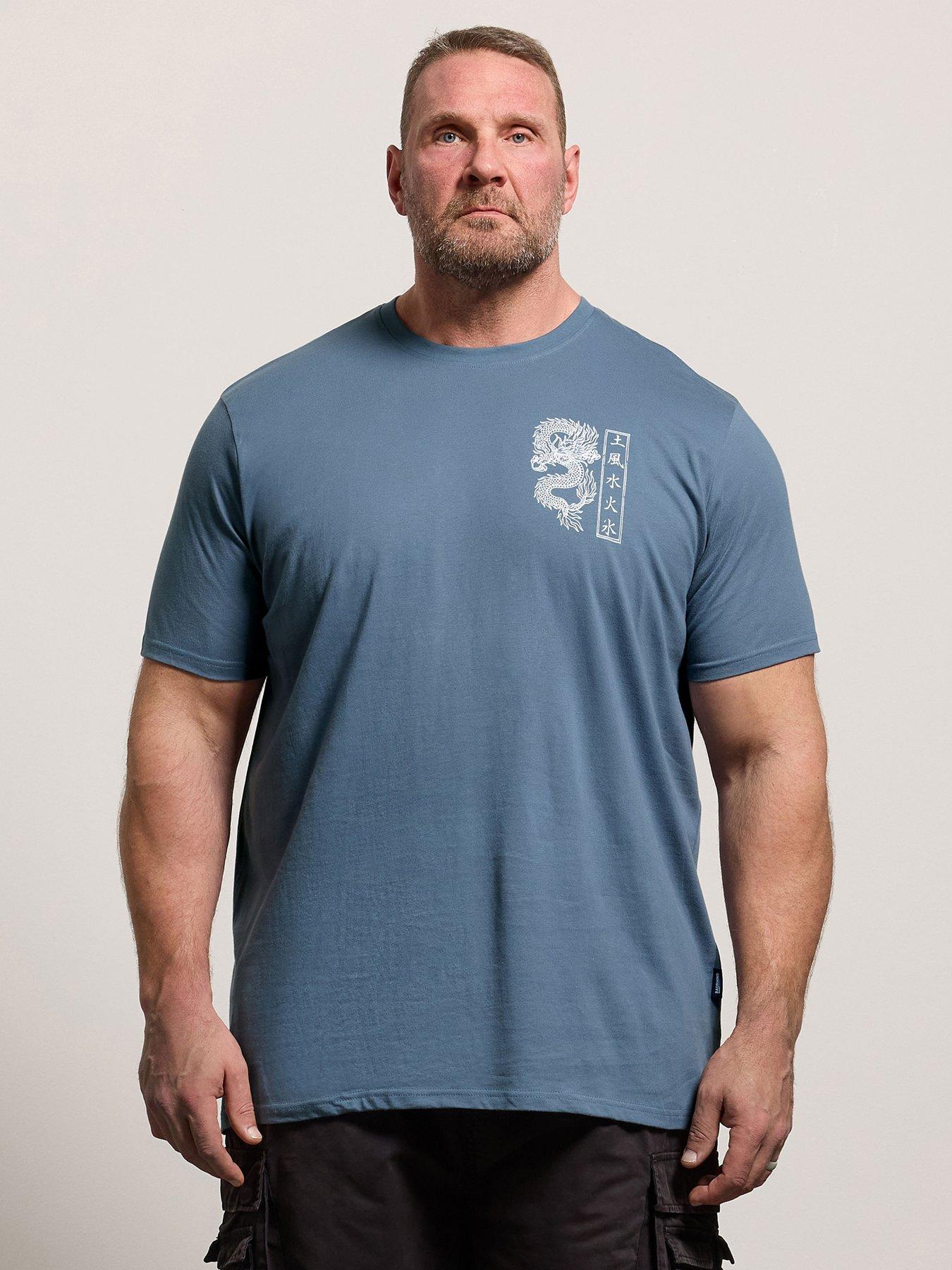 BadRhino Double Dragon Longline T-Shirt - Blue