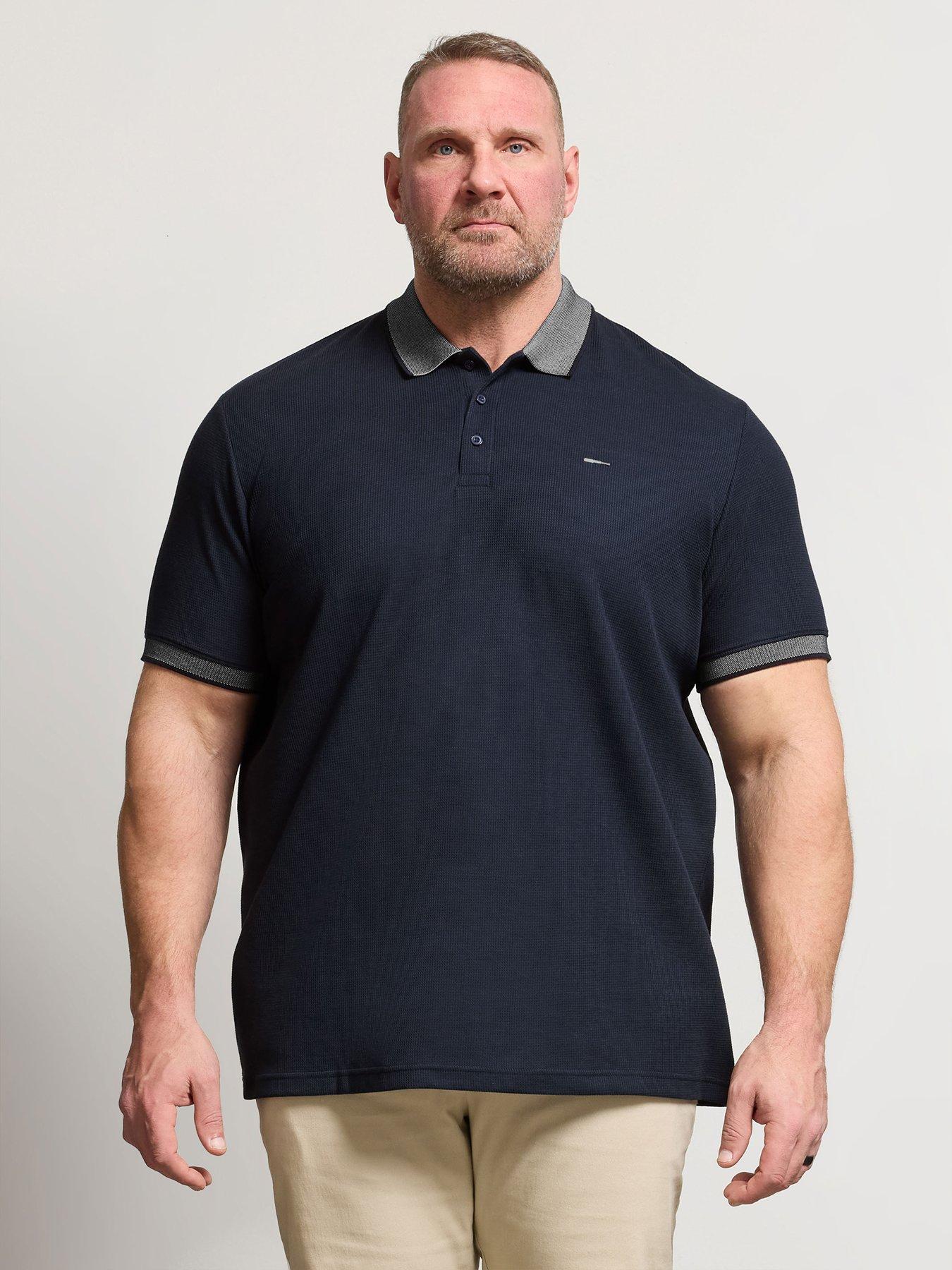 badrhino-two-tone-waffle-polo-shirt-bluefront