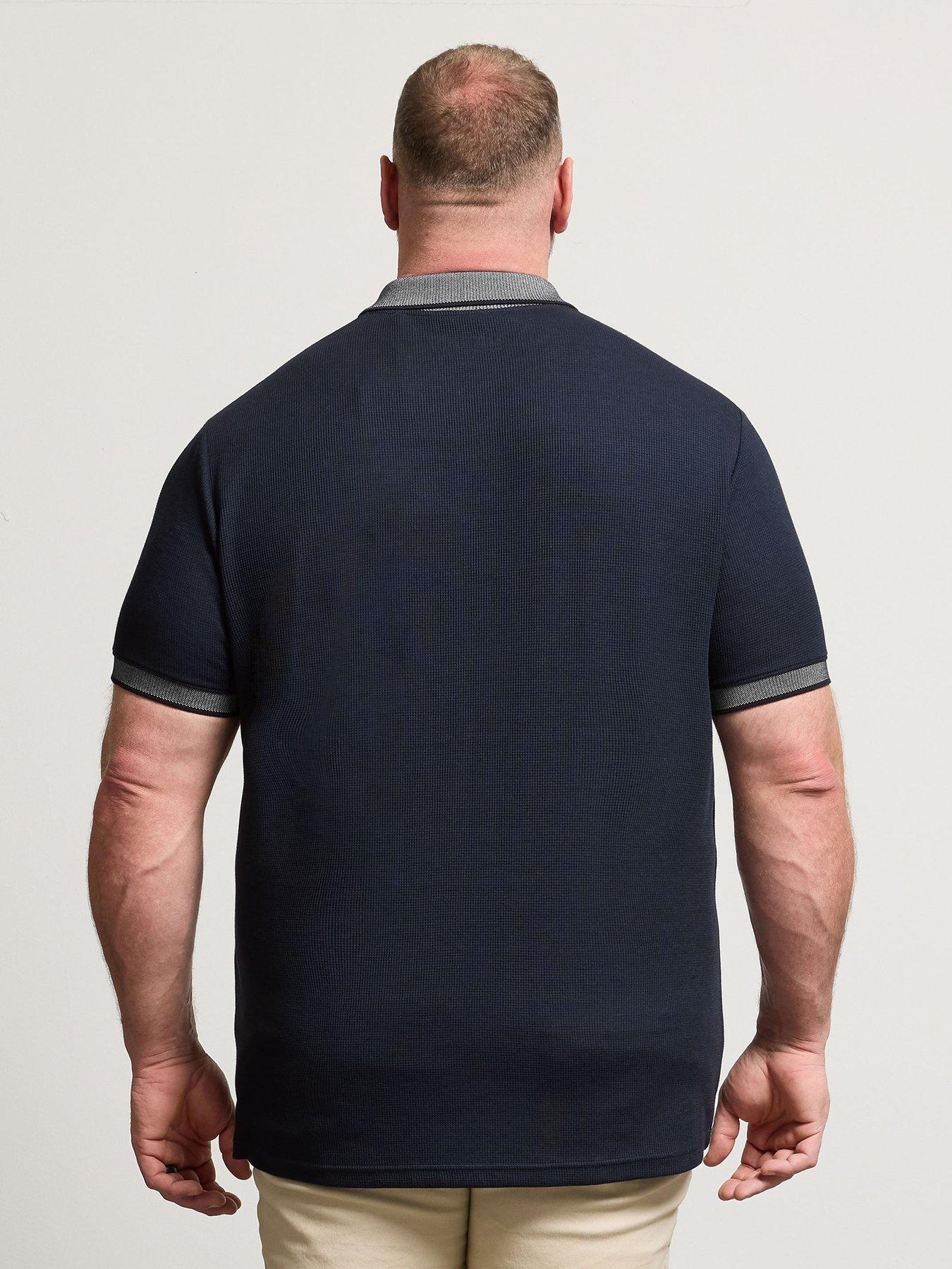 badrhino-two-tone-waffle-polo-shirt-bluestillFront