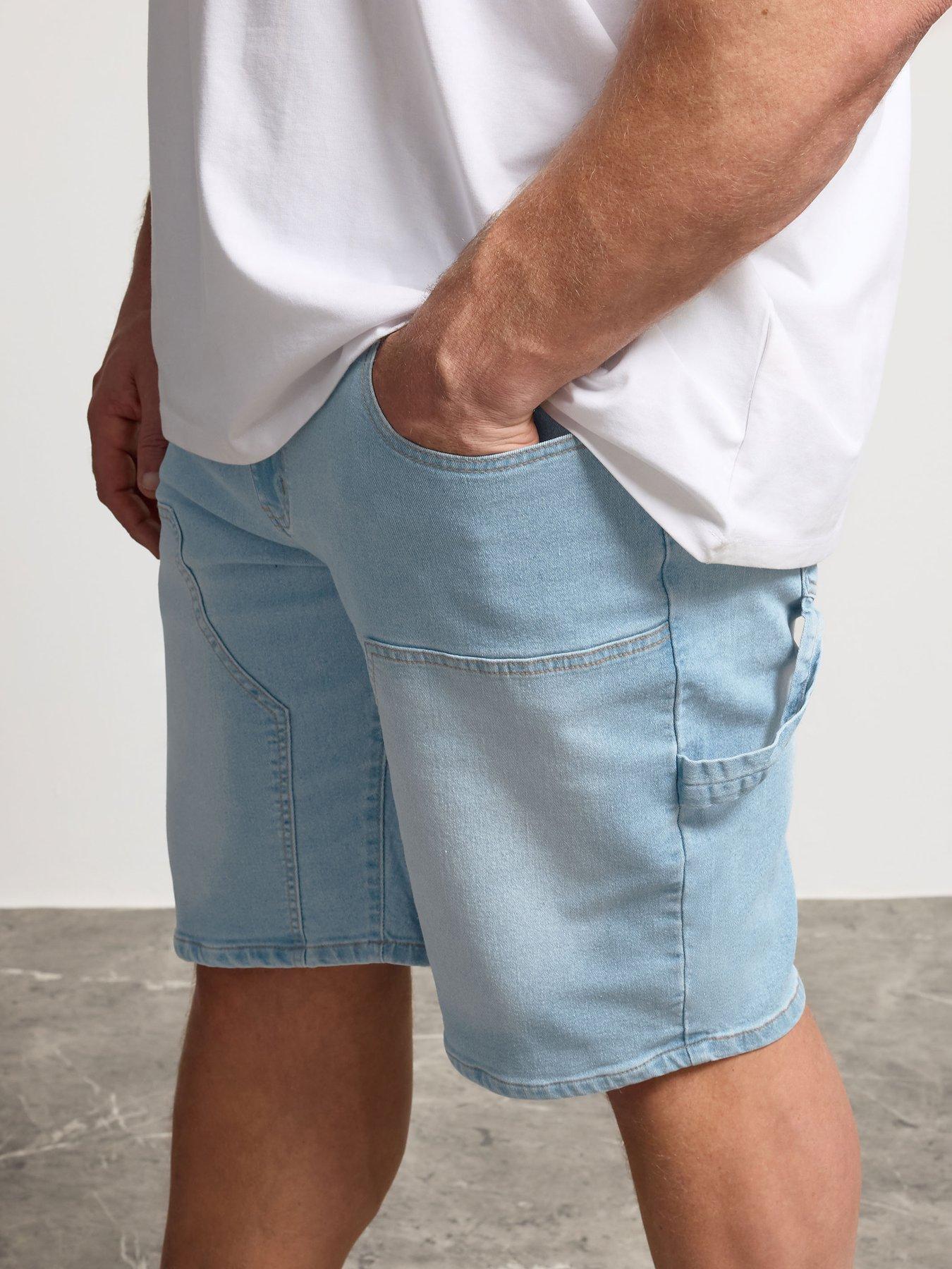Image 4 of 5 of BadRhino Light Wash Carpenter Shorts - Blue