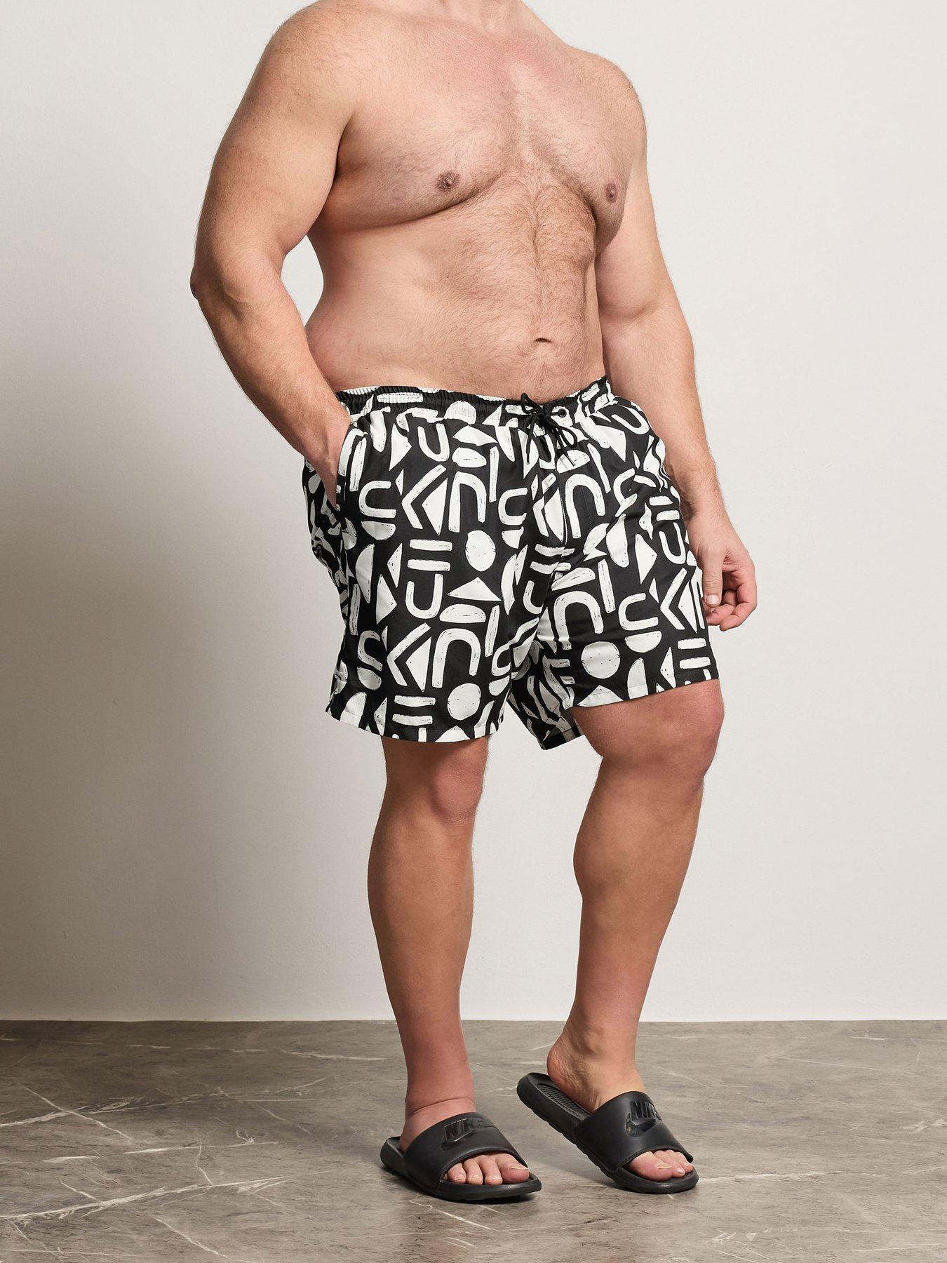 Image 1 of 4 of BadRhino Geometric Print Swim Shorts - Black