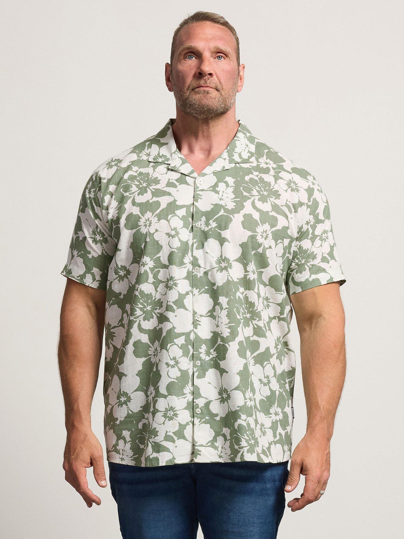 Image 1 of 4 of BadRhino Leaf Print Short Sleeve Shirt - Green