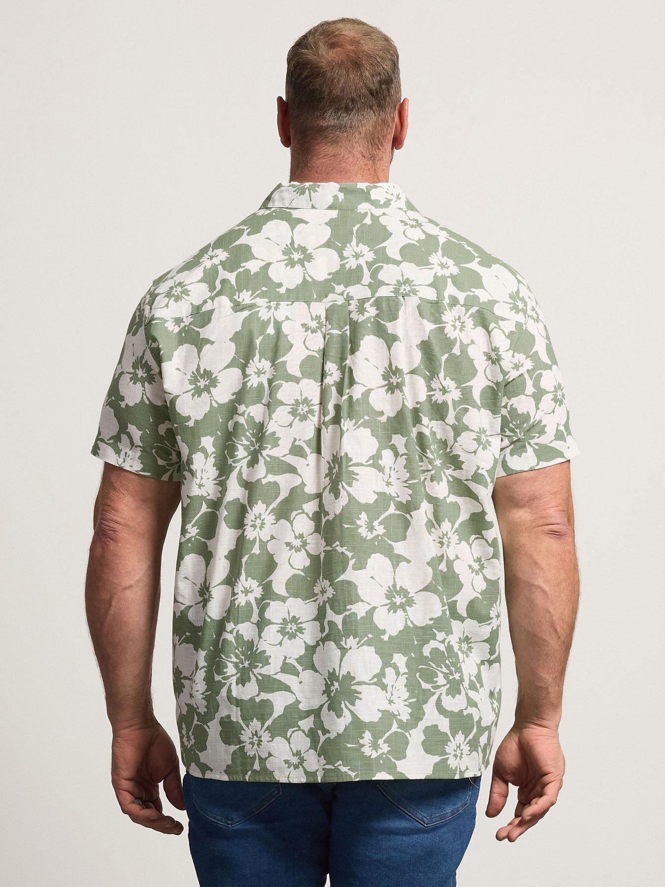 Image 2 of 4 of BadRhino Leaf Print Short Sleeve Shirt - Green