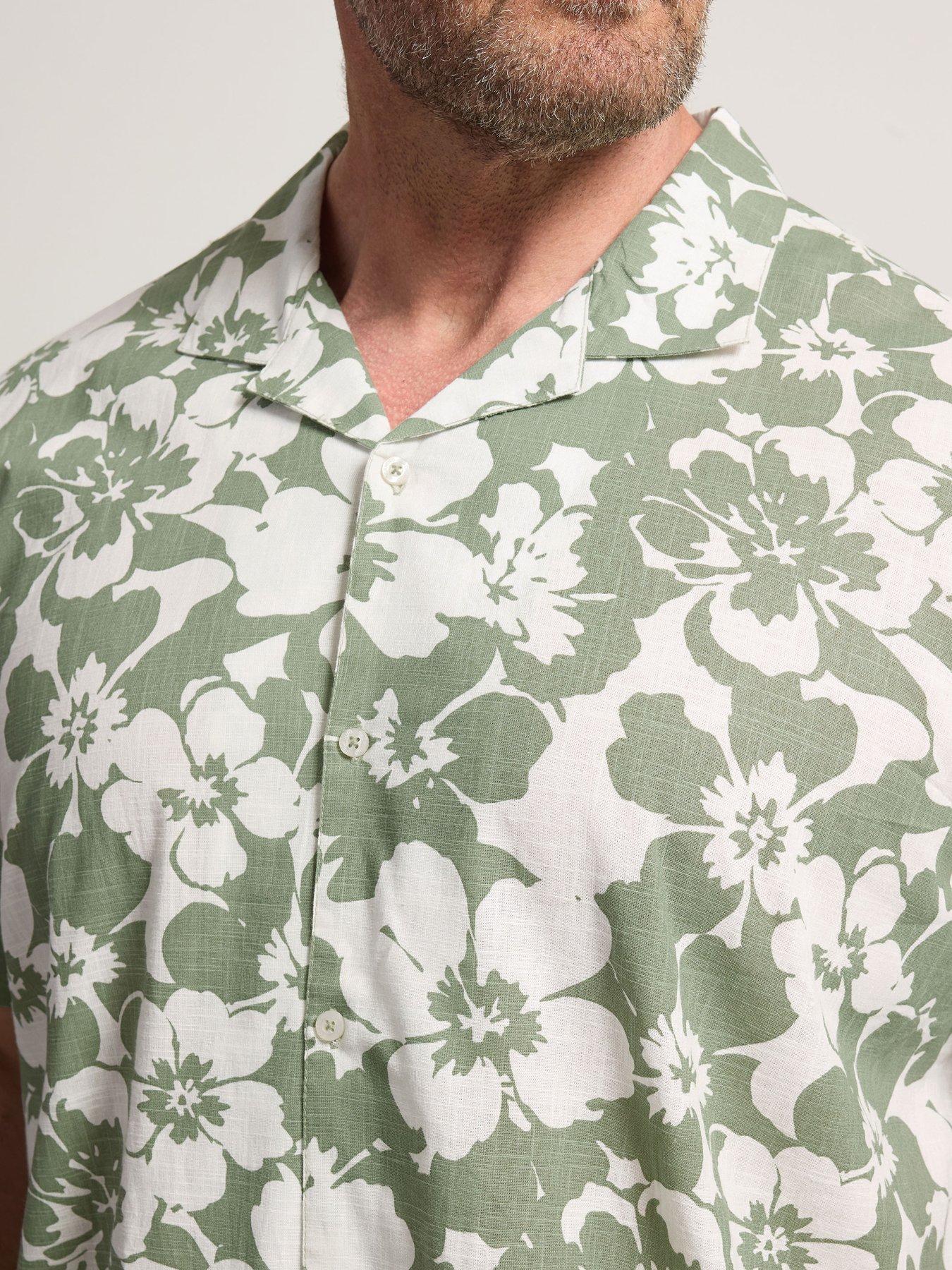 Image 4 of 4 of BadRhino Leaf Print Short Sleeve Shirt - Green