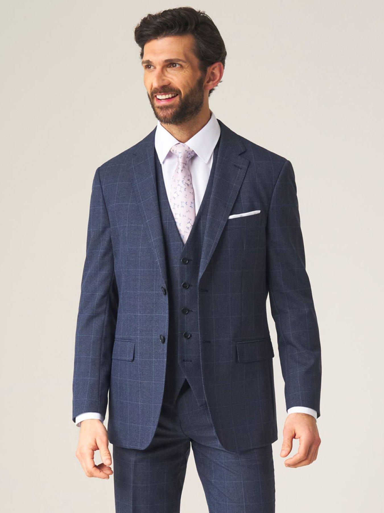 Image 1 of 5 of Skopes Anello Check Tailored Fit Suit Jacket - Blue