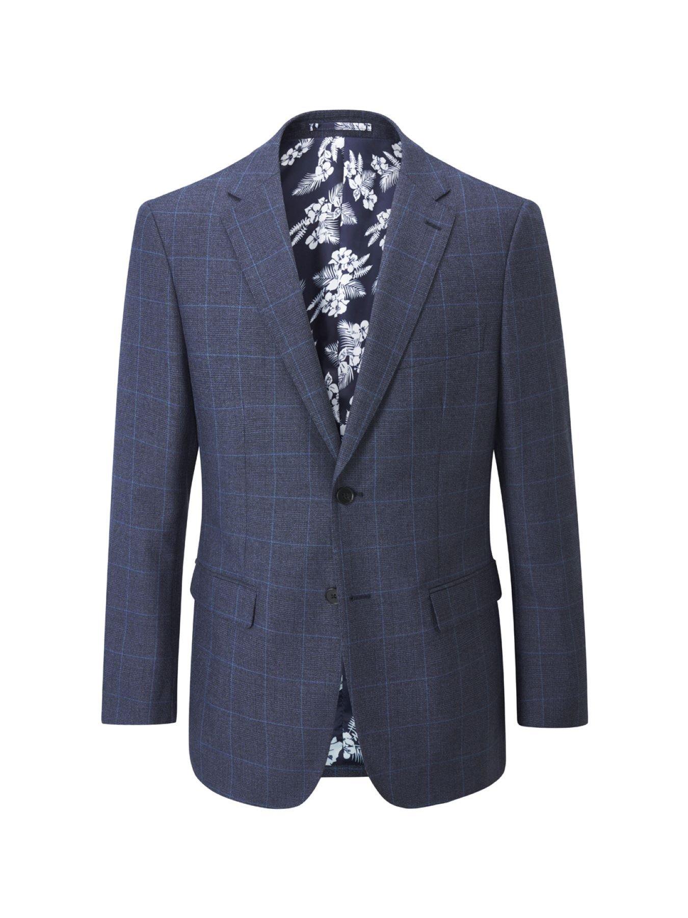 Image 5 of 5 of Skopes Anello Check Tailored Fit Suit Jacket - Blue