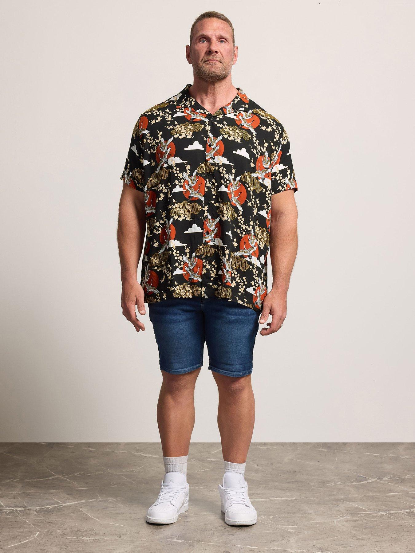 Image 3 of 4 of BadRhino Crane Japanese Printed Short Sleeve Shirt - Black