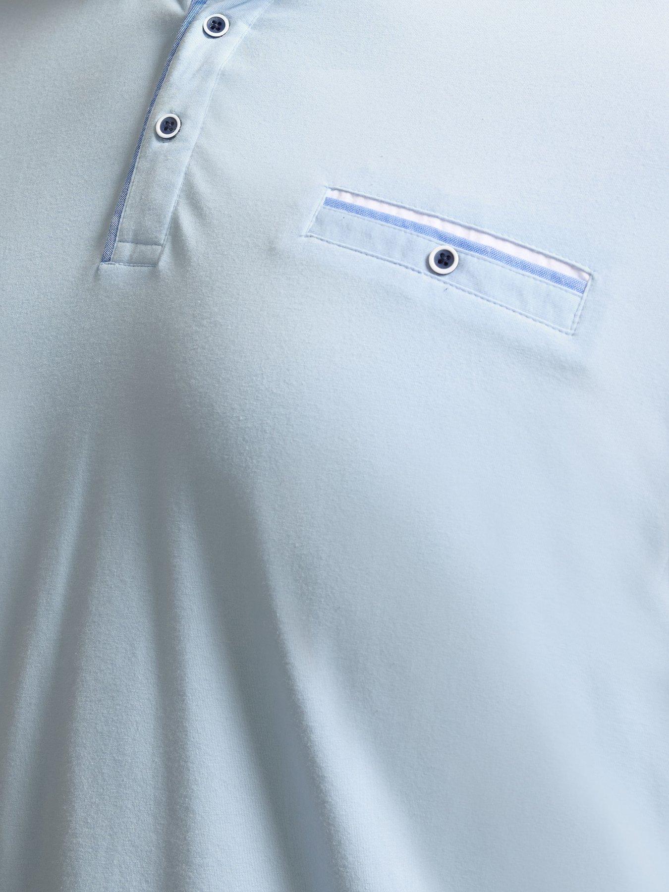 Image 5 of 6 of BadRhino Chambray Pocket Polo Shirt - Blue