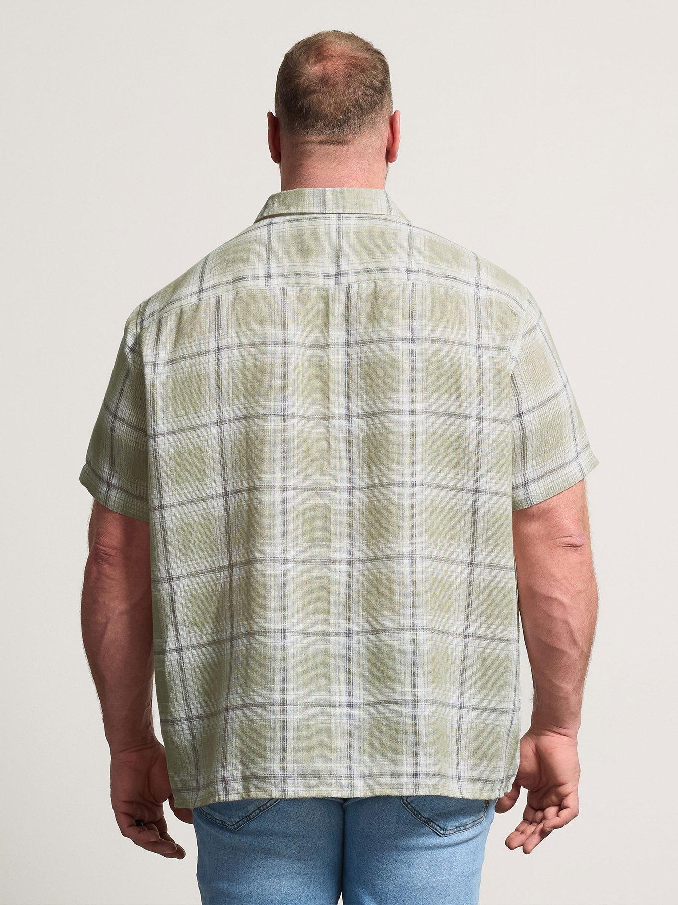 badrhino-textured-check-short-sleeve-shirt-greenstillFront