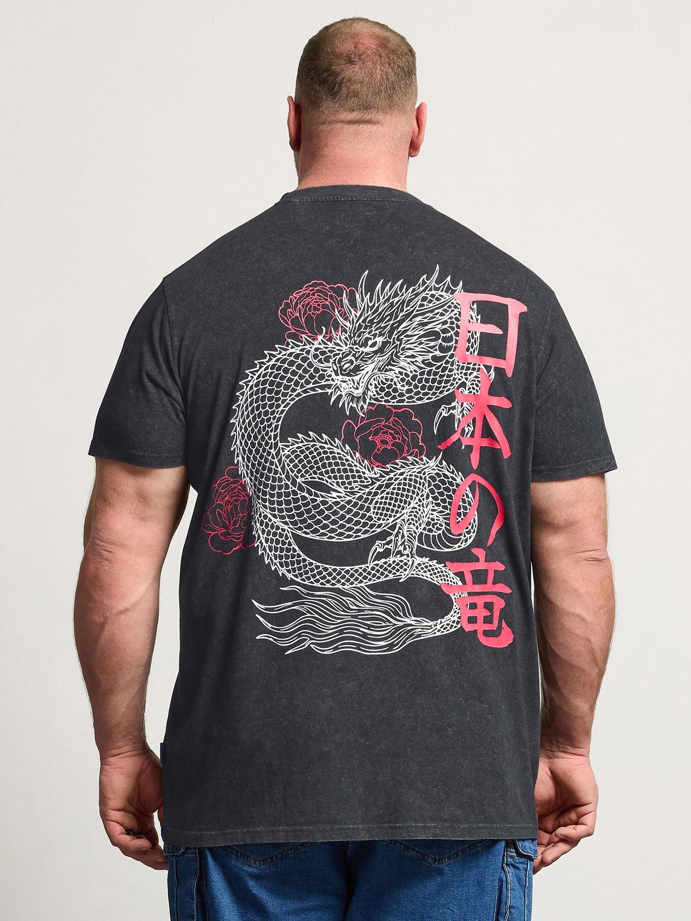 Image 2 of 4 of BadRhino Men's Dragon Graphic Acid Wash T-Shirt - Black