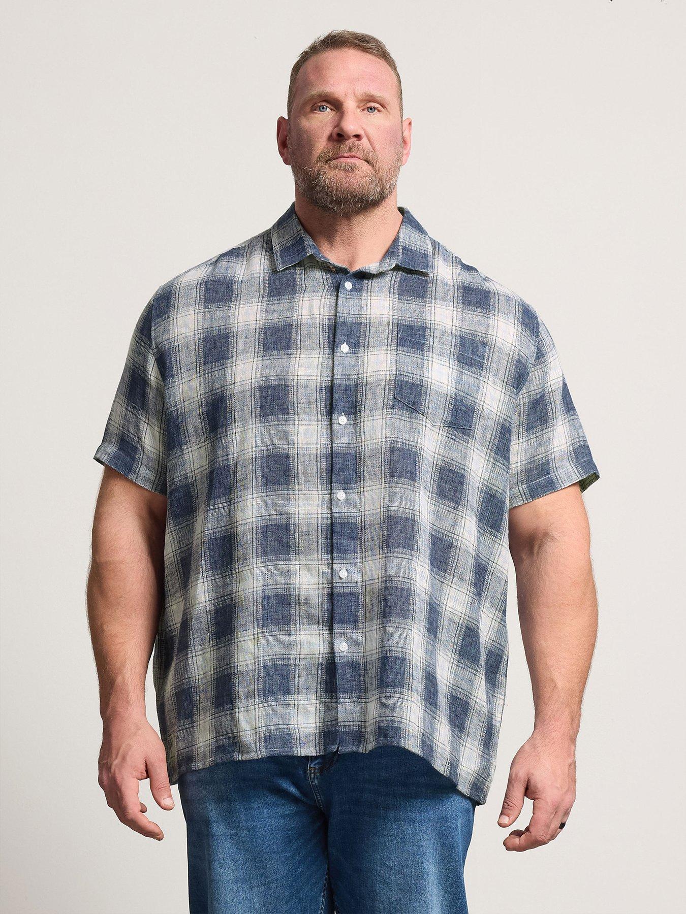 BadRhino Textured Check Short Sleeve Shirt - Blue