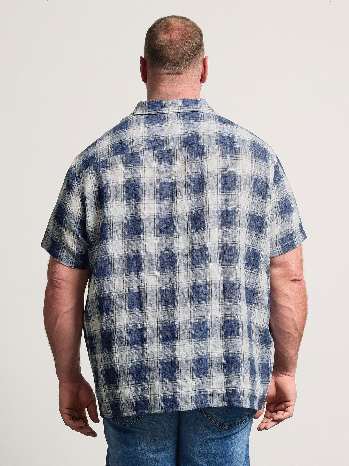 Image 2 of 4 of BadRhino Textured Check Short Sleeve Shirt - Blue