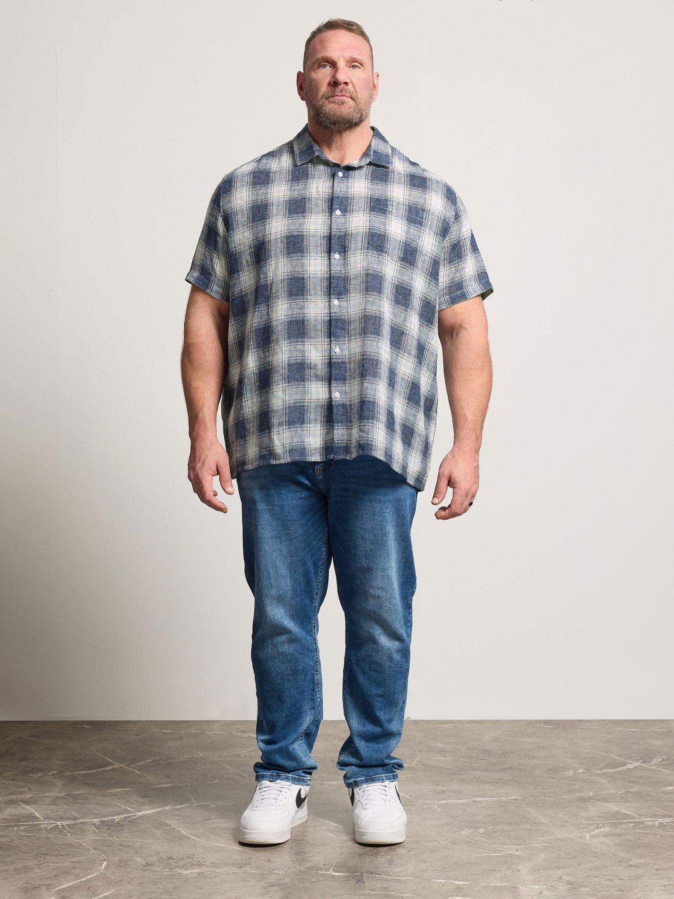 Image 3 of 4 of BadRhino Textured Check Short Sleeve Shirt - Blue