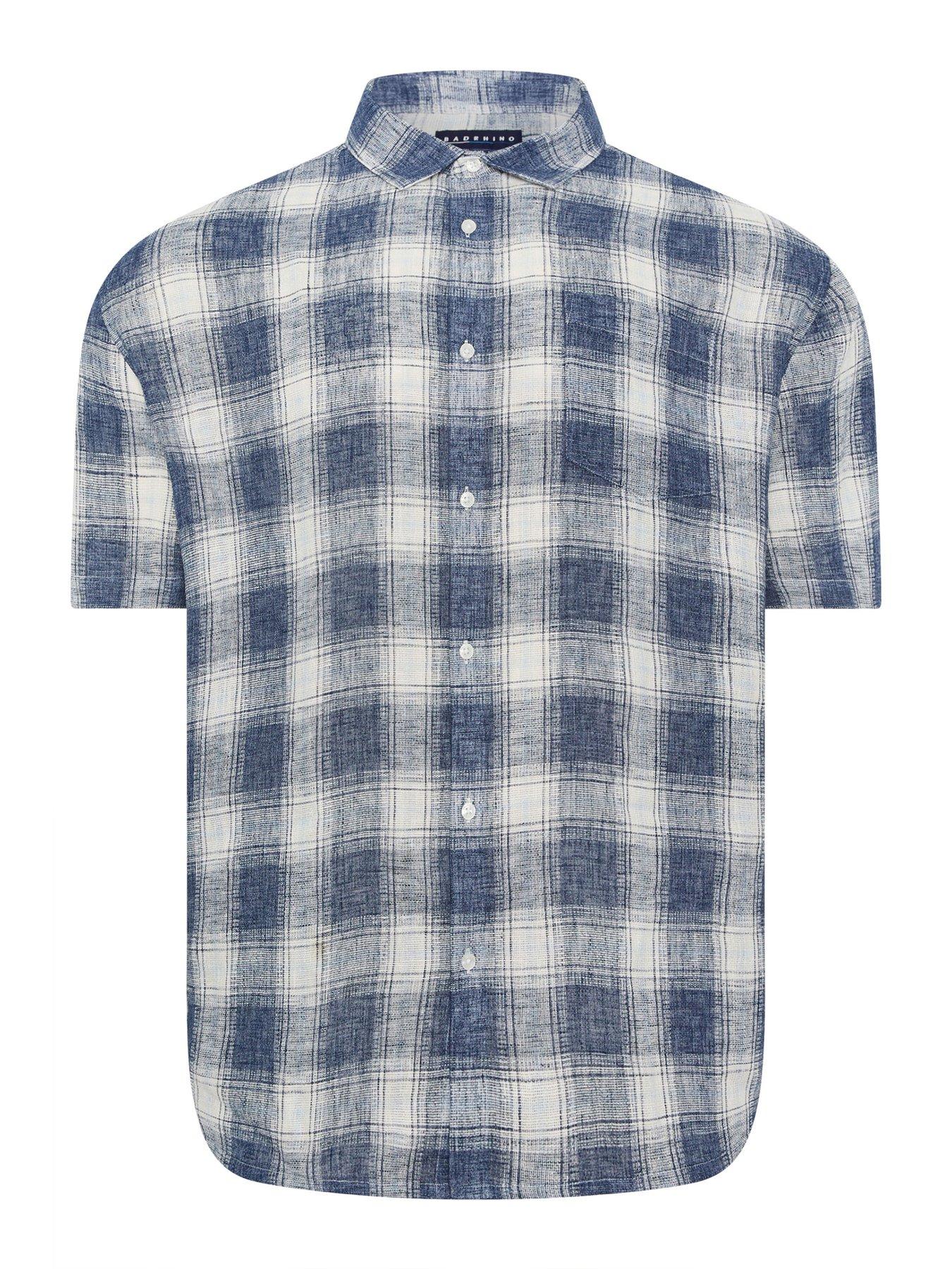 Image 4 of 4 of BadRhino Textured Check Short Sleeve Shirt - Blue