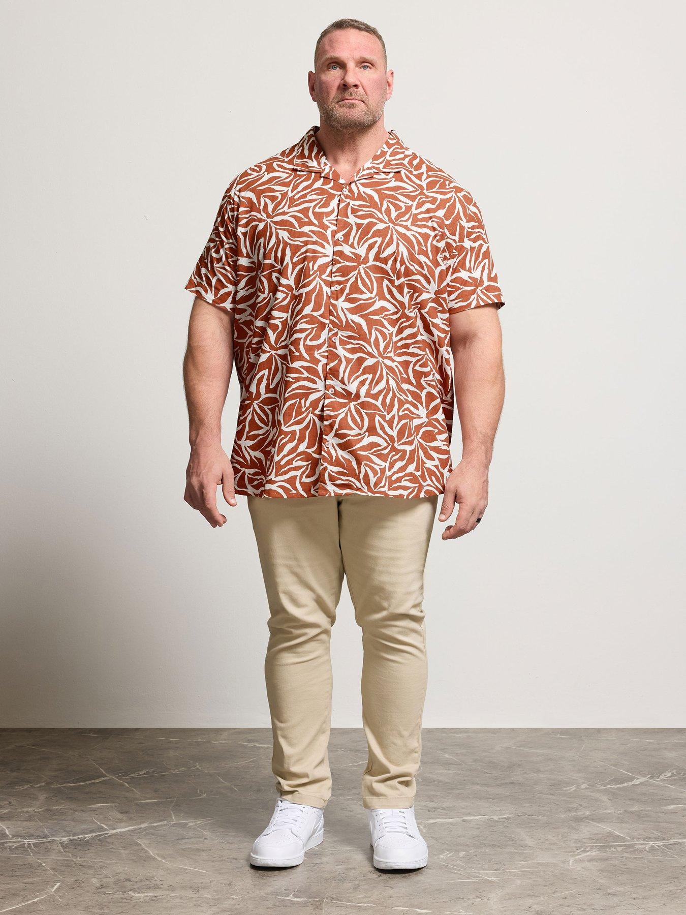 Image 3 of 4 of BadRhino Leaf Print Short Sleeve Shirt - Orange