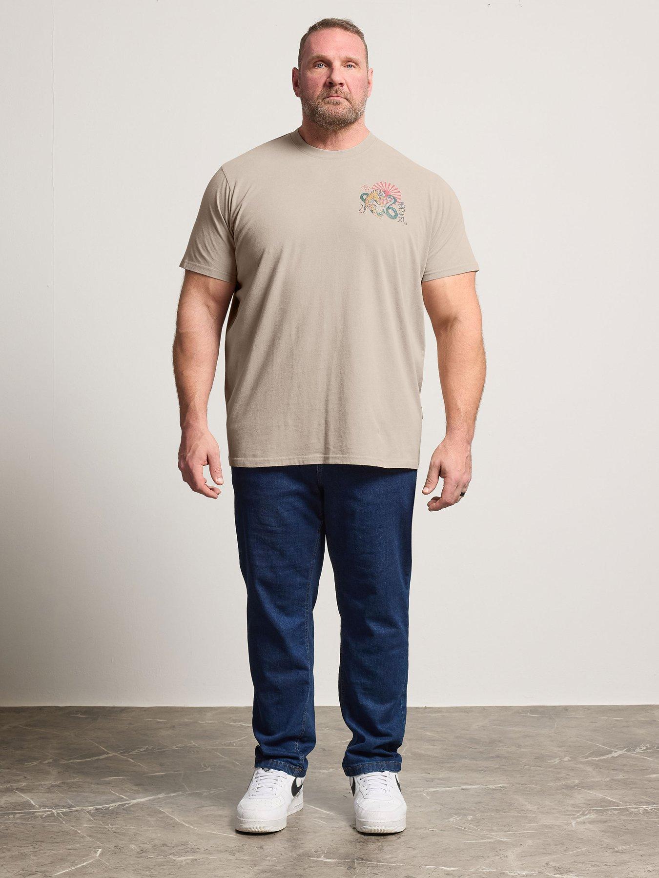 Image 3 of 5 of BadRhino Printed Tiger Acid Wash T-Shirt - Stone Brown