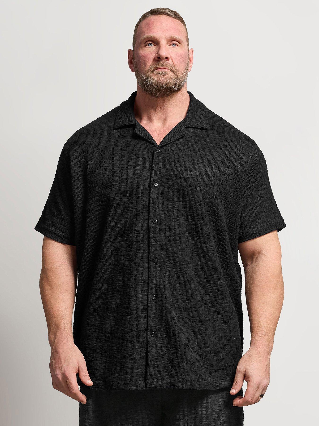 BadRhino Textured Short Sleeve Revere Shirt - Black