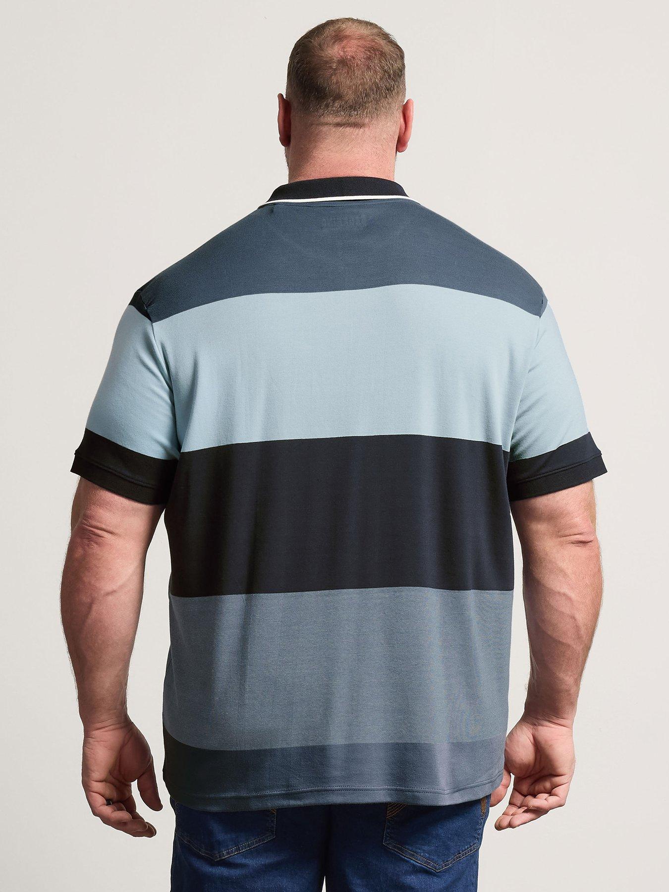 Image 2 of 5 of BadRhino Striped Zip Polo Shirt - Blue
