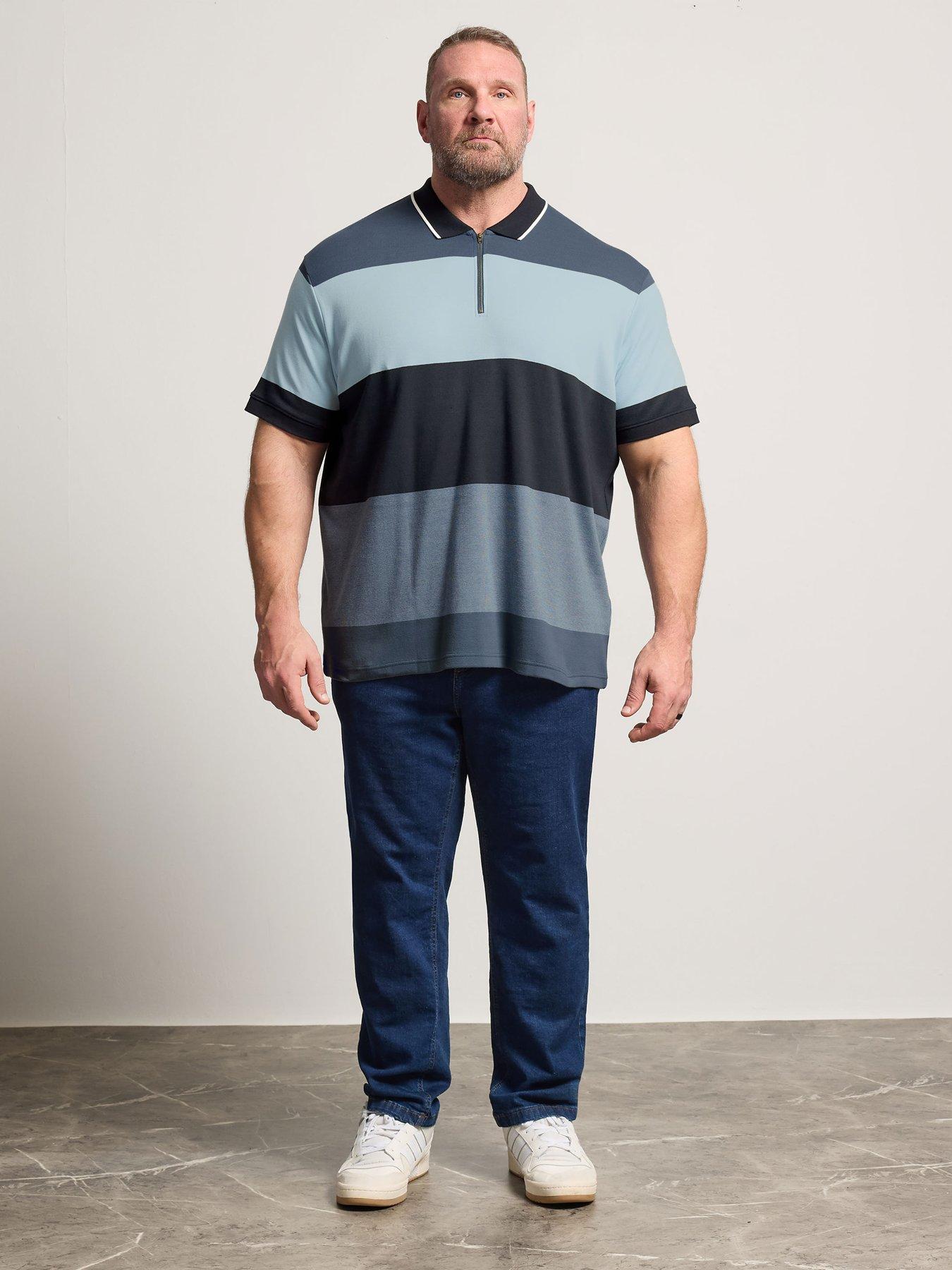Image 3 of 5 of BadRhino Striped Zip Polo Shirt - Blue