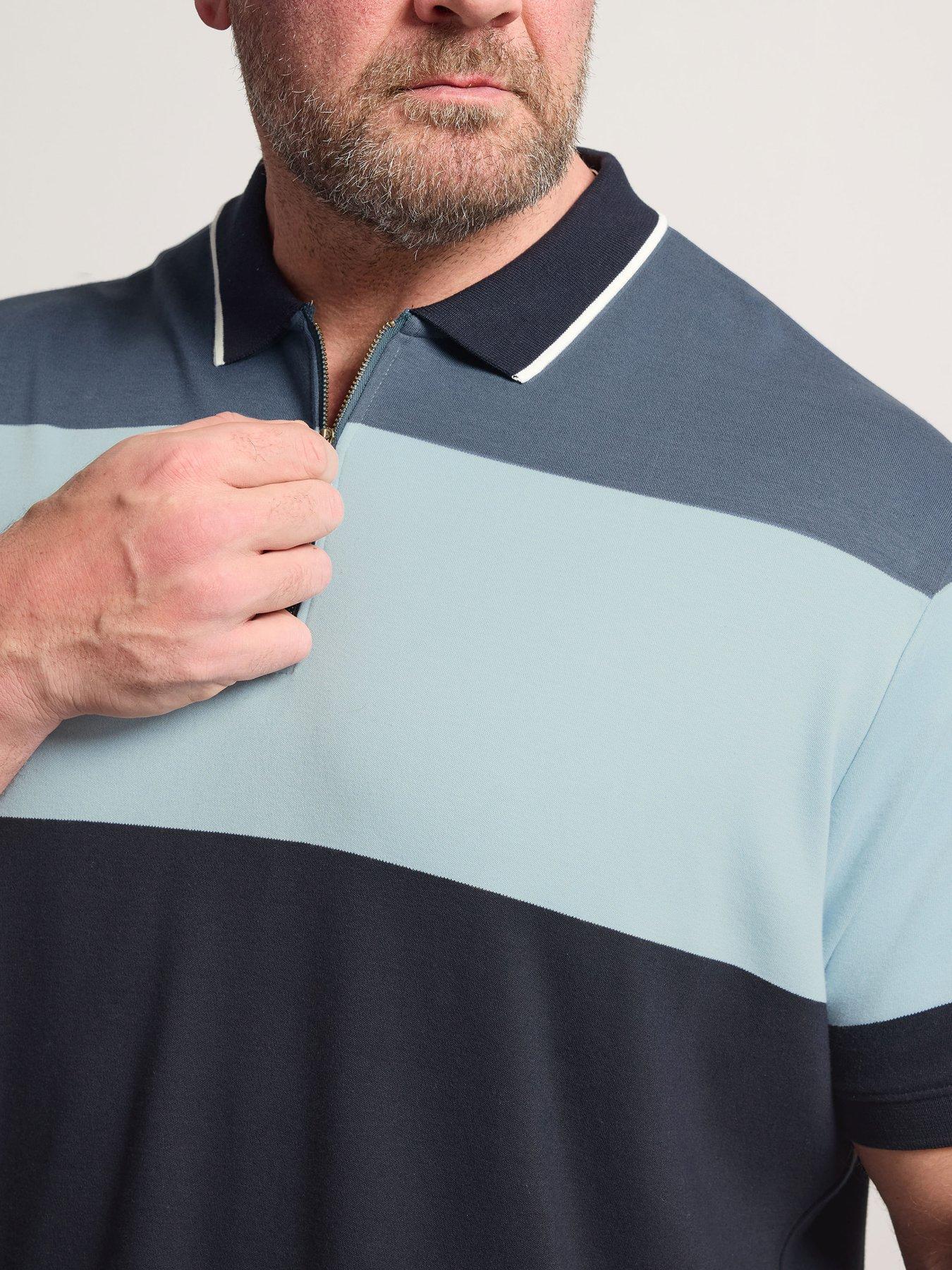 Image 4 of 5 of BadRhino Striped Zip Polo Shirt - Blue