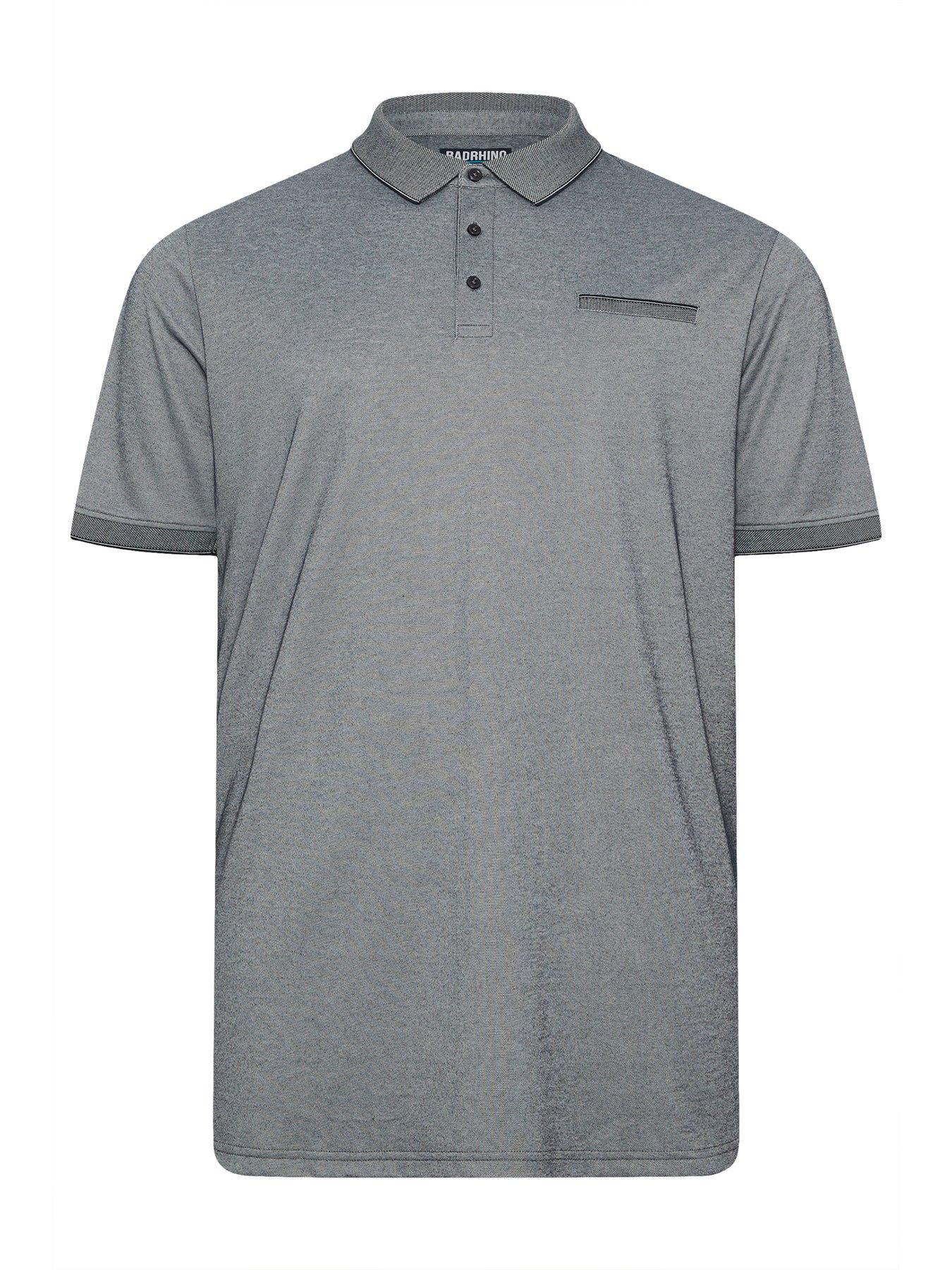Image 5 of 5 of BadRhino Two Tone Textured Polo Shirt - Blue