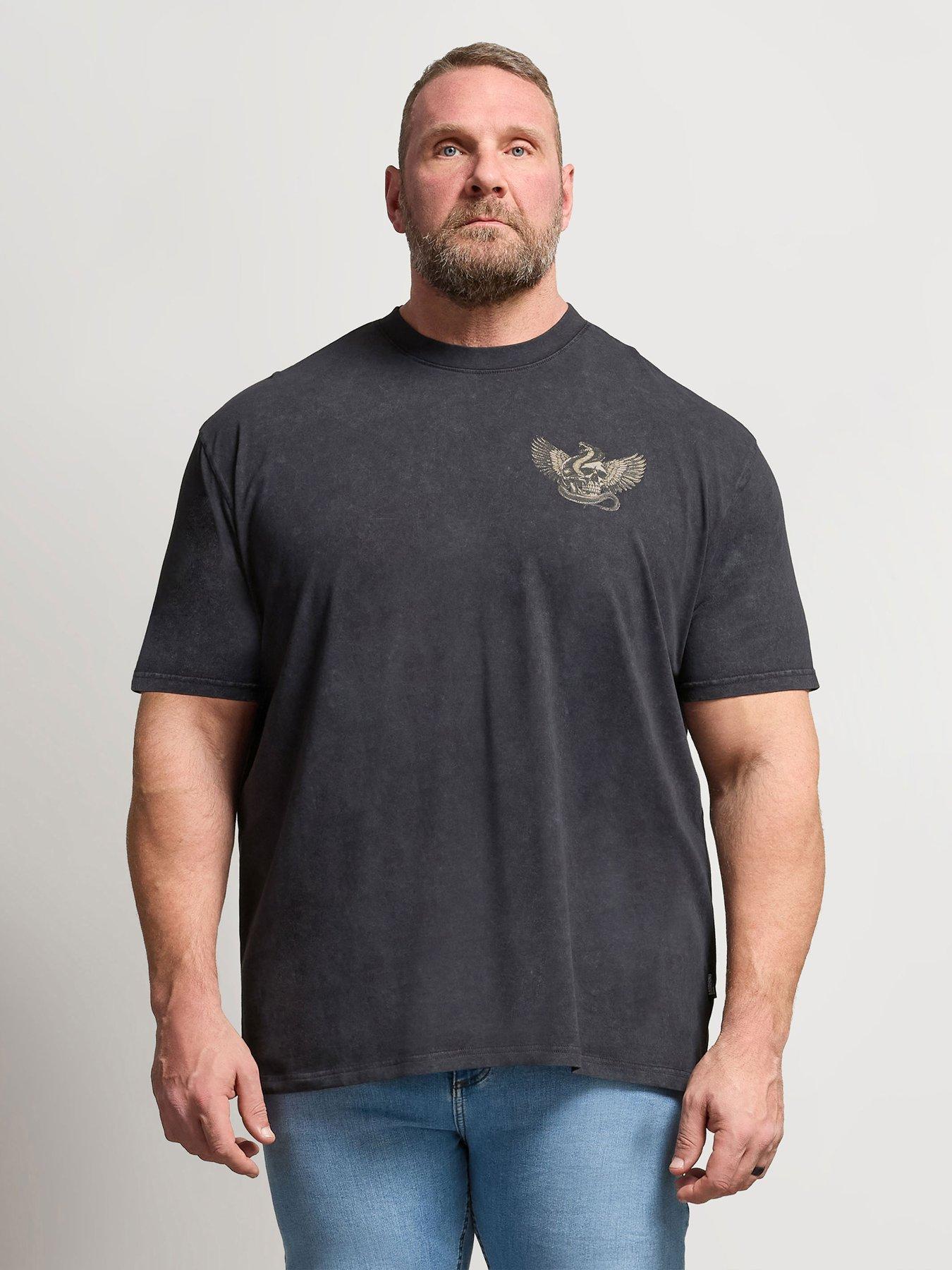 Image 1 of 6 of BadRhino Snake Skull Acid Wash T-Shirt - Grey