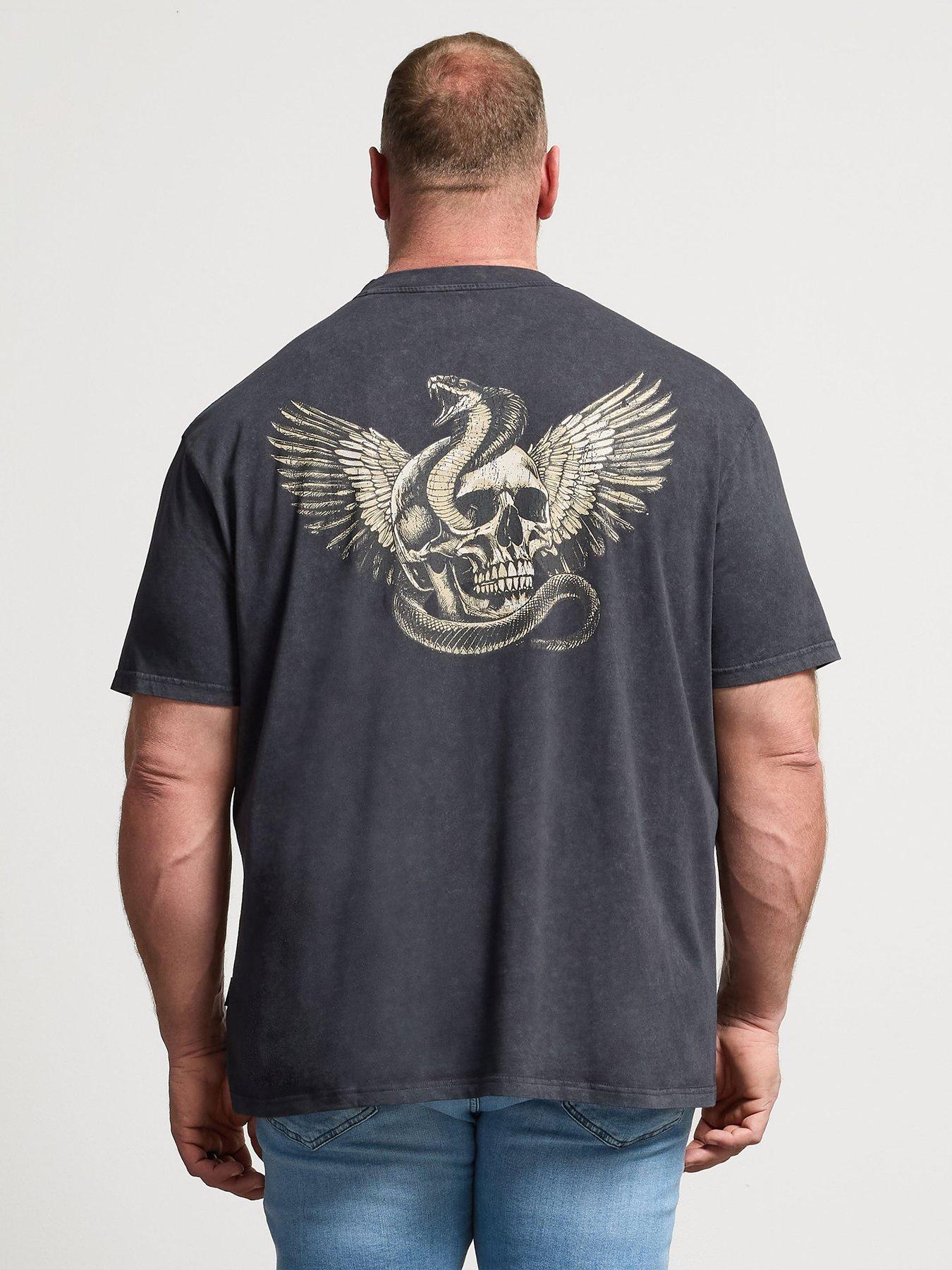 Image 2 of 6 of BadRhino Snake Skull Acid Wash T-Shirt - Grey