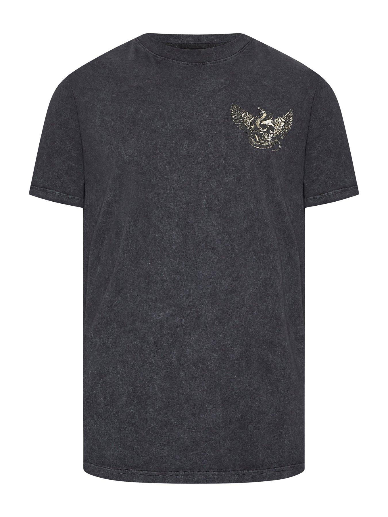 Image 6 of 6 of BadRhino Snake Skull Acid Wash T-Shirt - Grey
