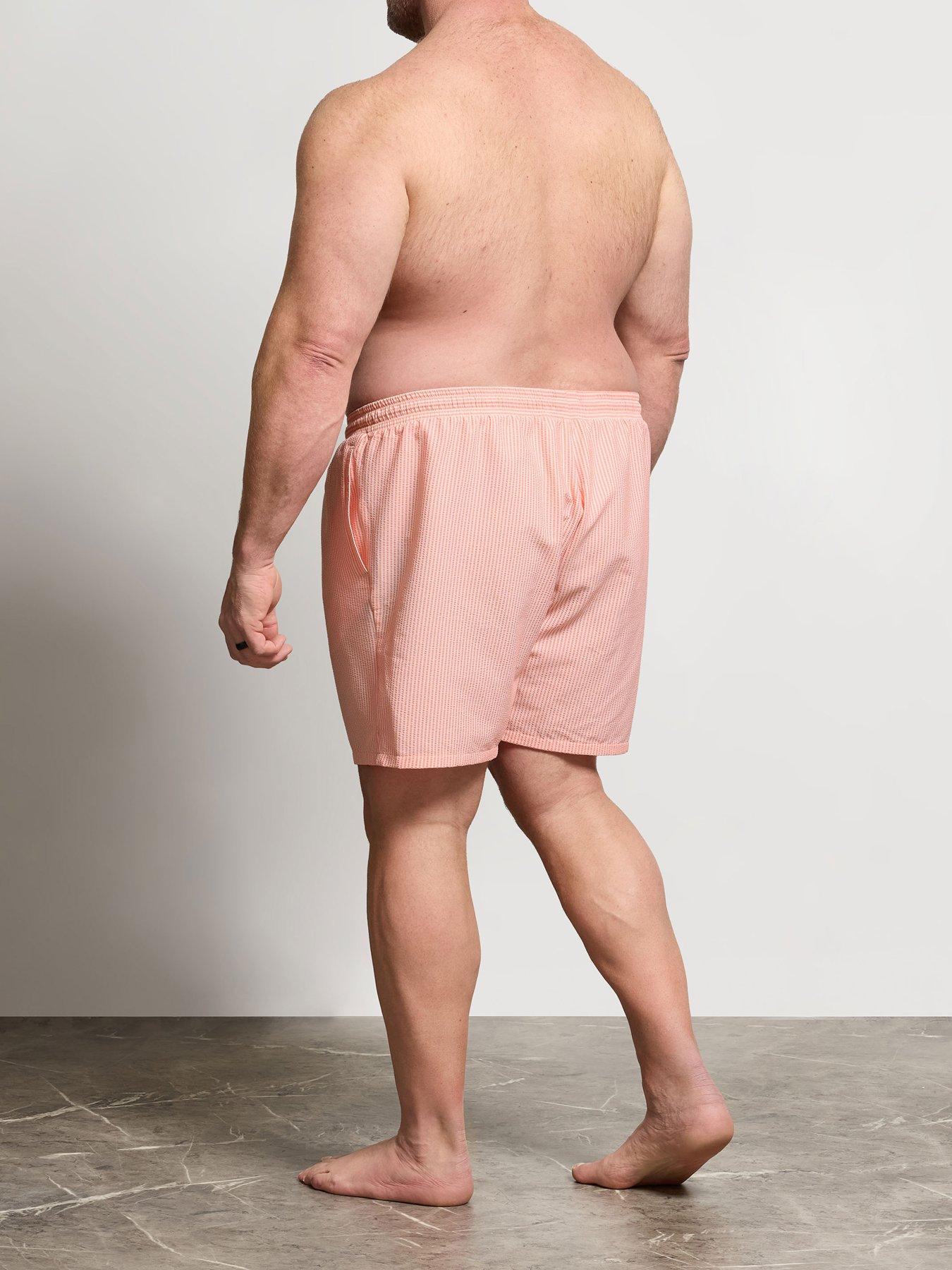 Image 2 of 5 of BadRhino Tonal Seersucker Stripe Swim Shorts - Pink