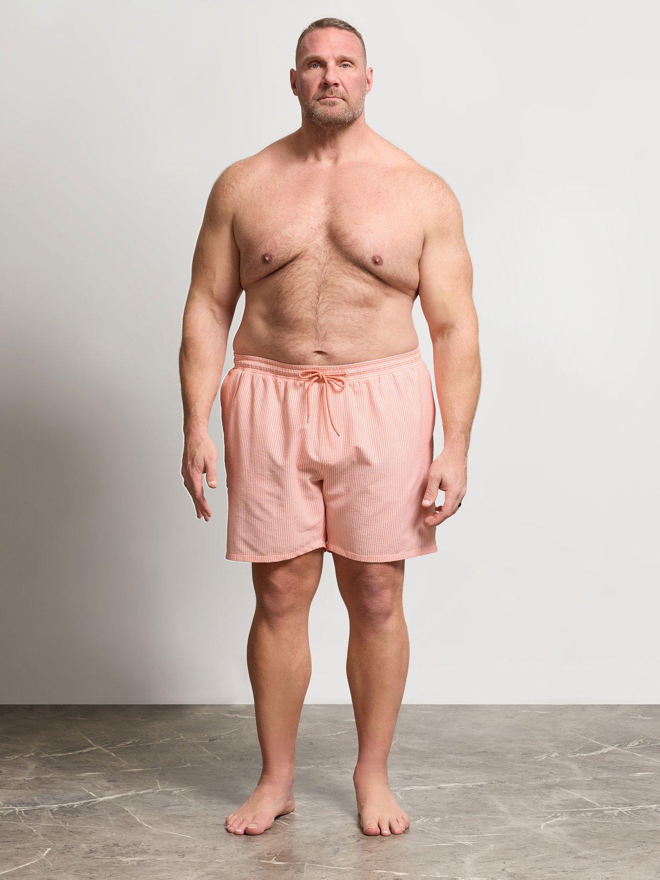Image 3 of 5 of BadRhino Tonal Seersucker Stripe Swim Shorts - Pink