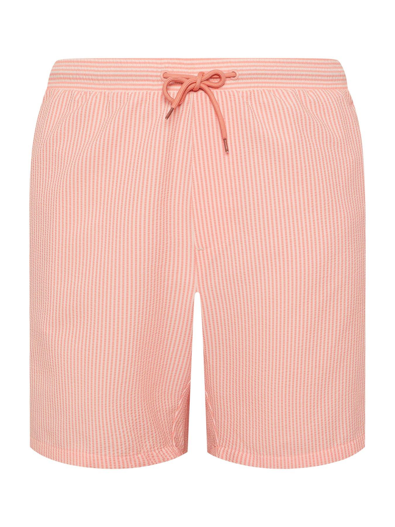Image 5 of 5 of BadRhino Tonal Seersucker Stripe Swim Shorts - Pink