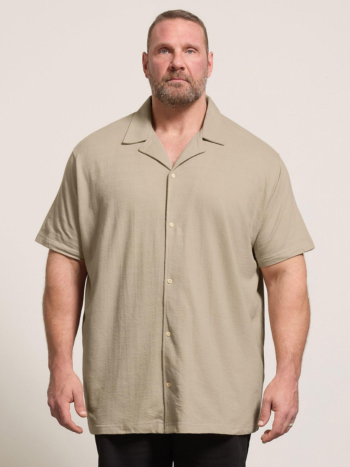 BadRhino Revere Neck Slub Short Sleeve Shirt - Natural