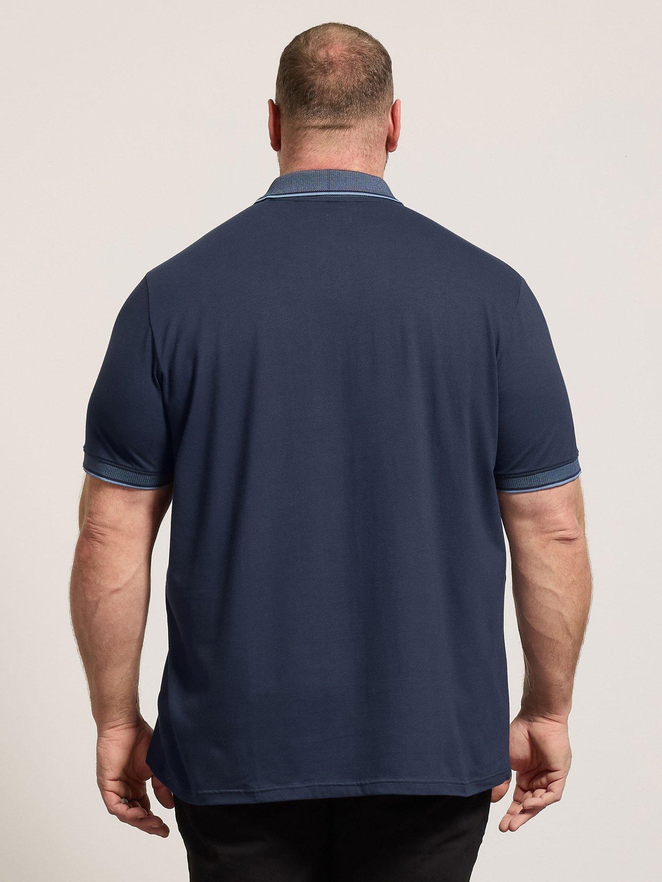 Image 2 of 6 of BadRhino Jacquard Collar Polo Shirt - Blue