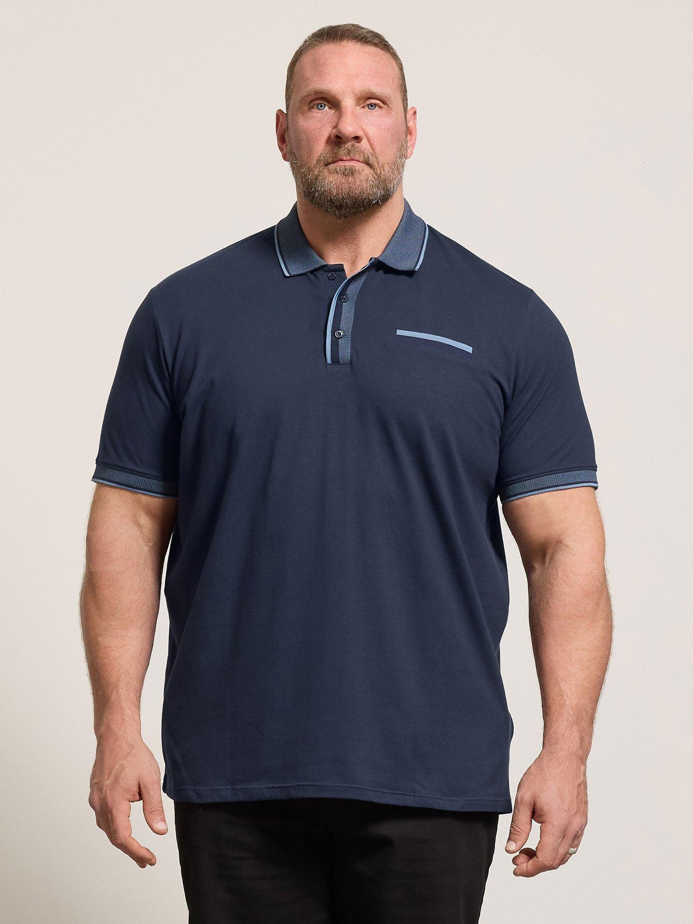 Image 4 of 6 of BadRhino Jacquard Collar Polo Shirt - Blue