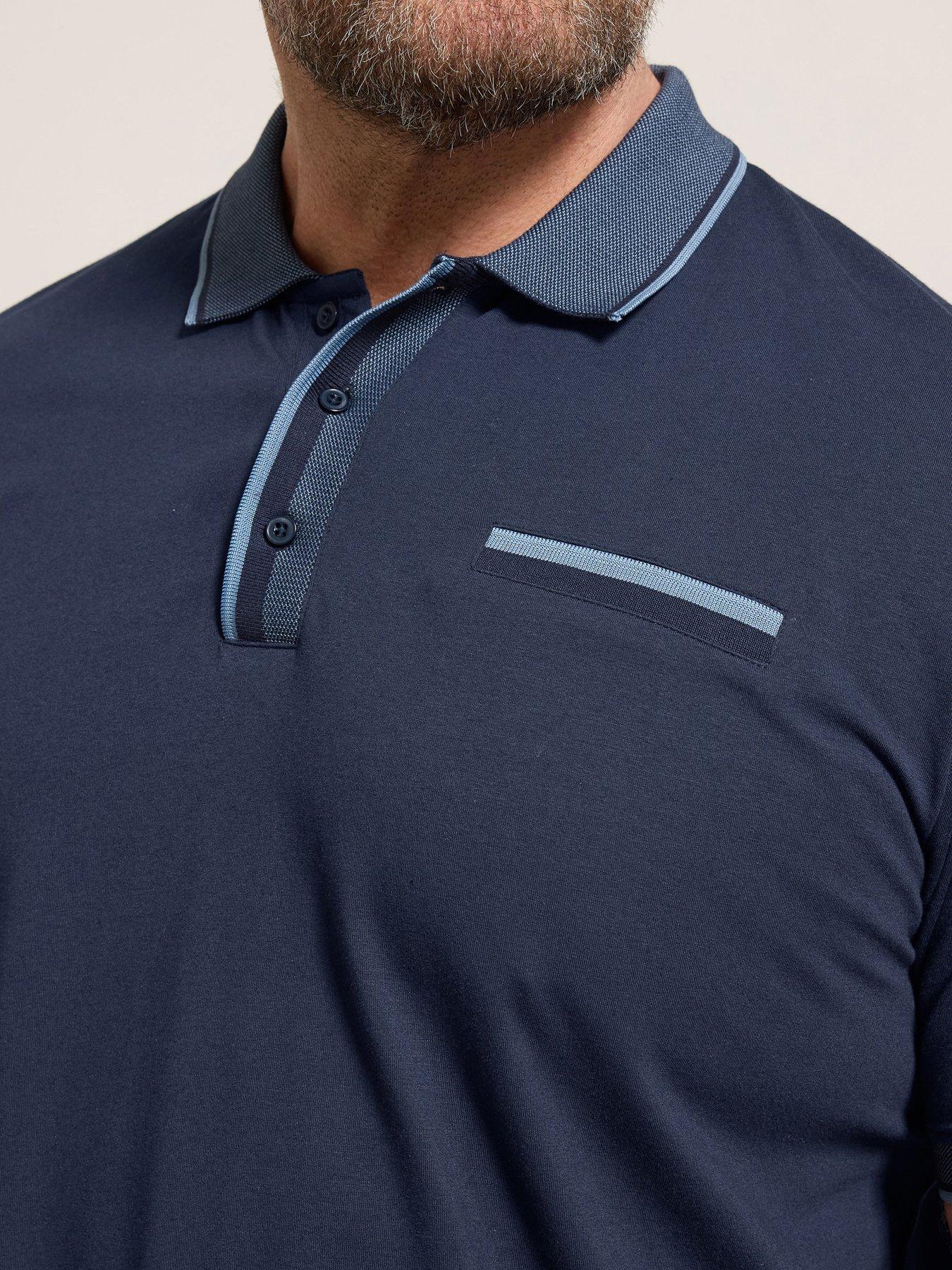 Image 5 of 6 of BadRhino Jacquard Collar Polo Shirt - Blue