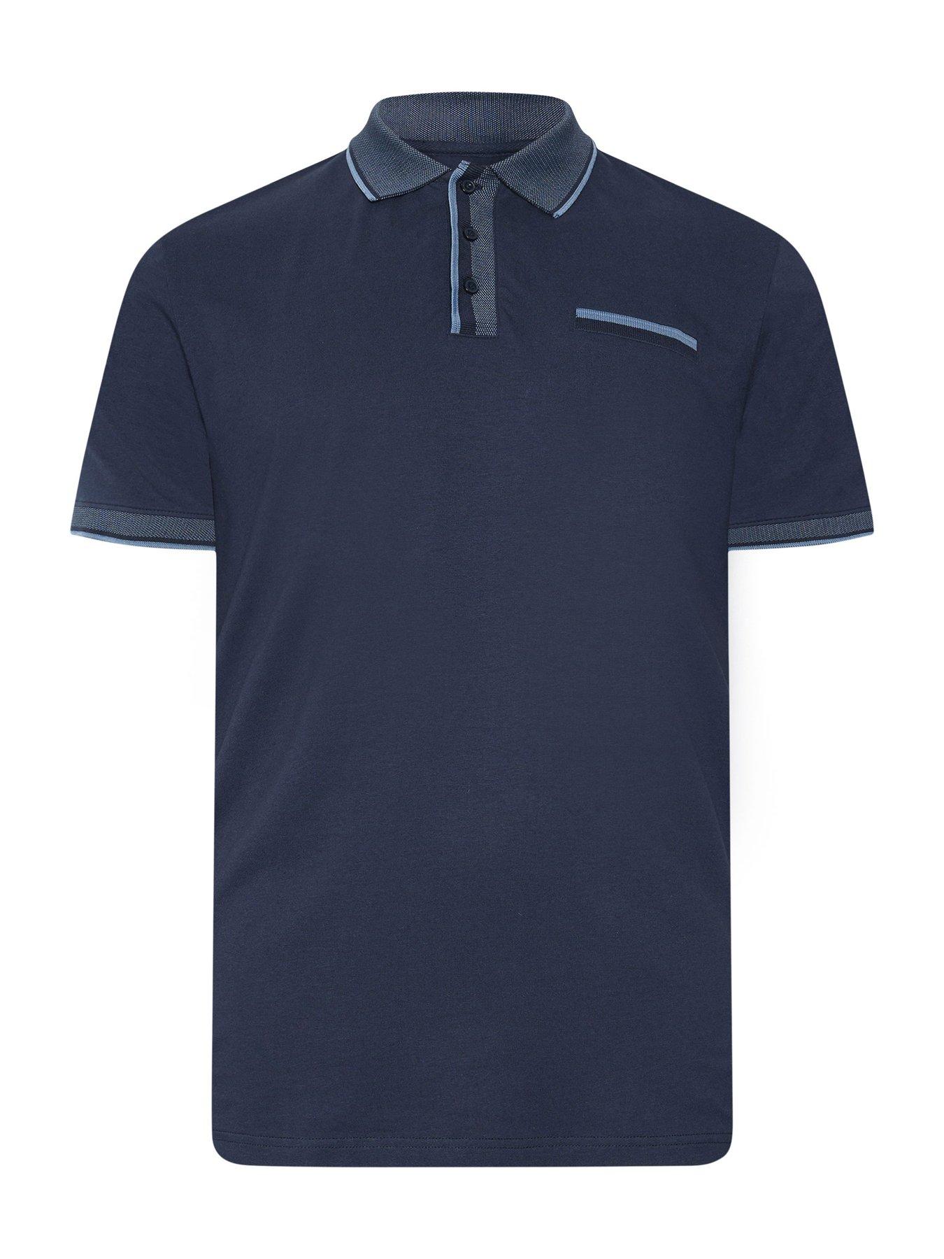Image 6 of 6 of BadRhino Jacquard Collar Polo Shirt - Blue