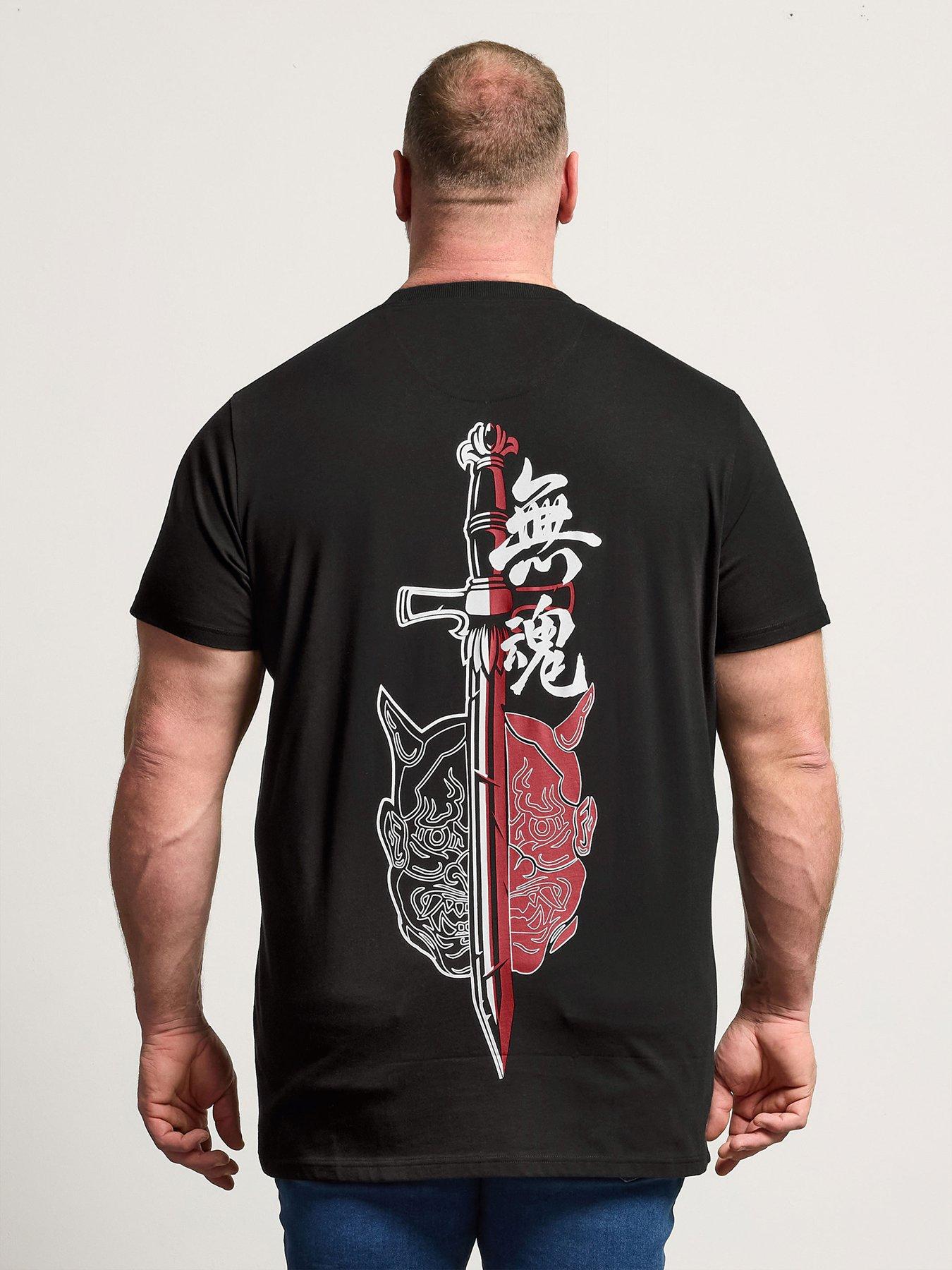 Image 2 of 6 of BadRhino Ooni Sword Split Longline T-Shirt - Black