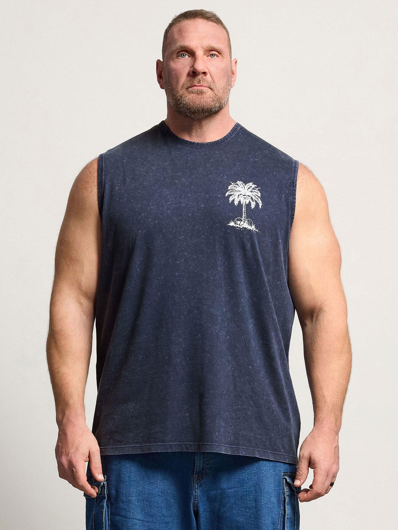 BadRhino Acid Wash Skull Muscle Vest - Blue