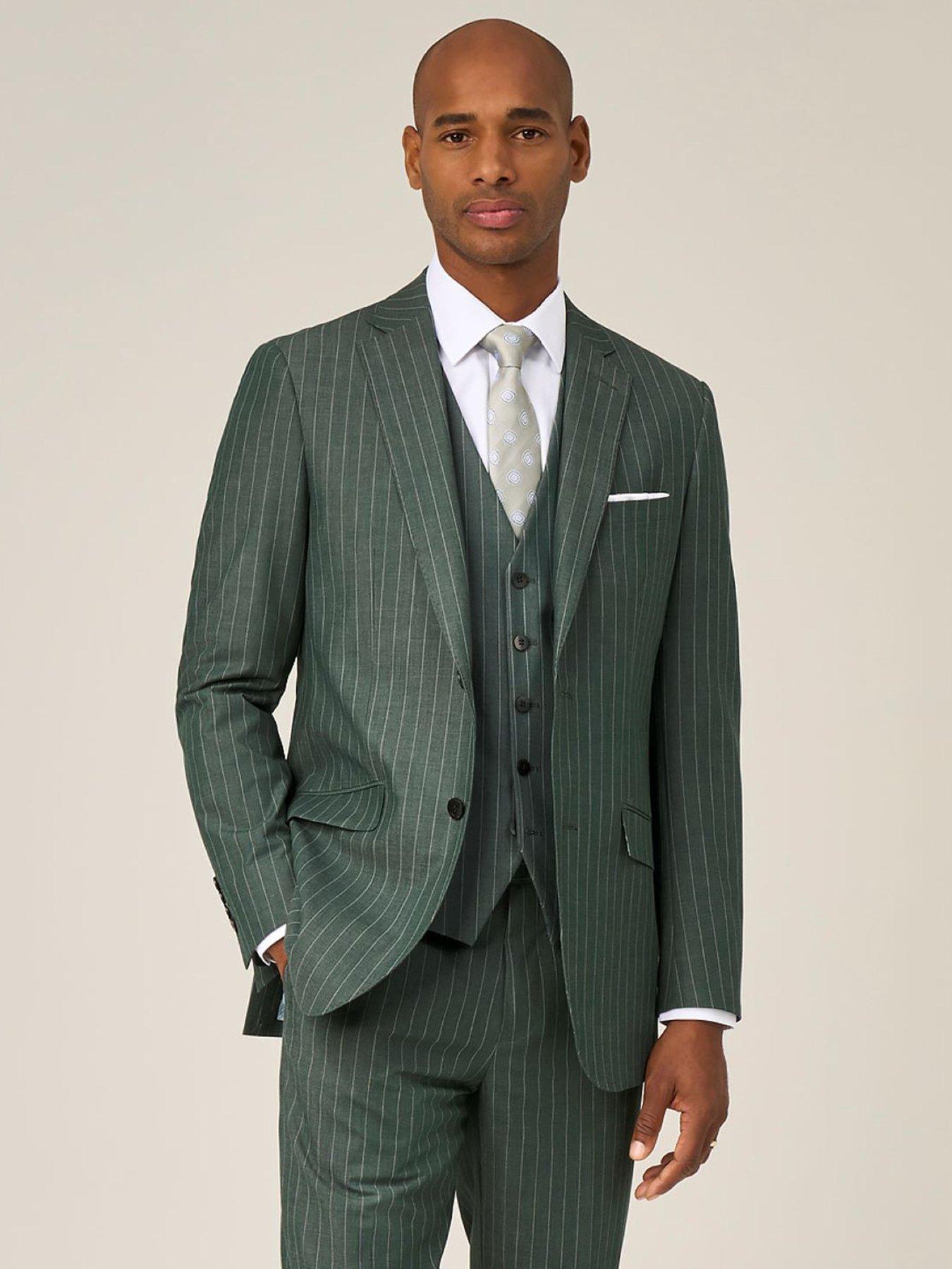 Skopes Skopes Levins Green Pinstripe Tailored Fit Suit Jacket
