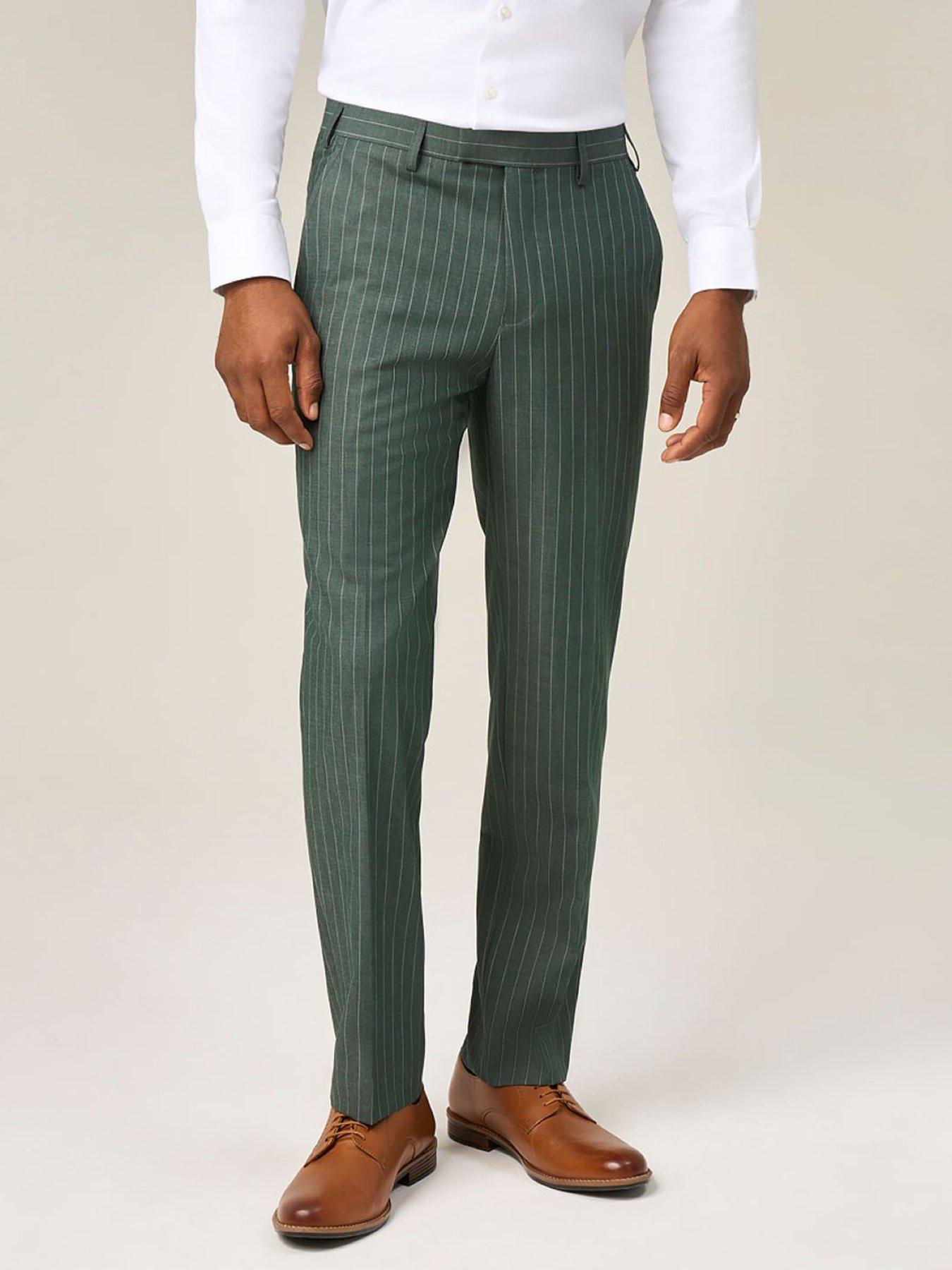 Image 1 of 5 of Skopes Levins Pinstripe Tailored Fit Suit Trousers - Green